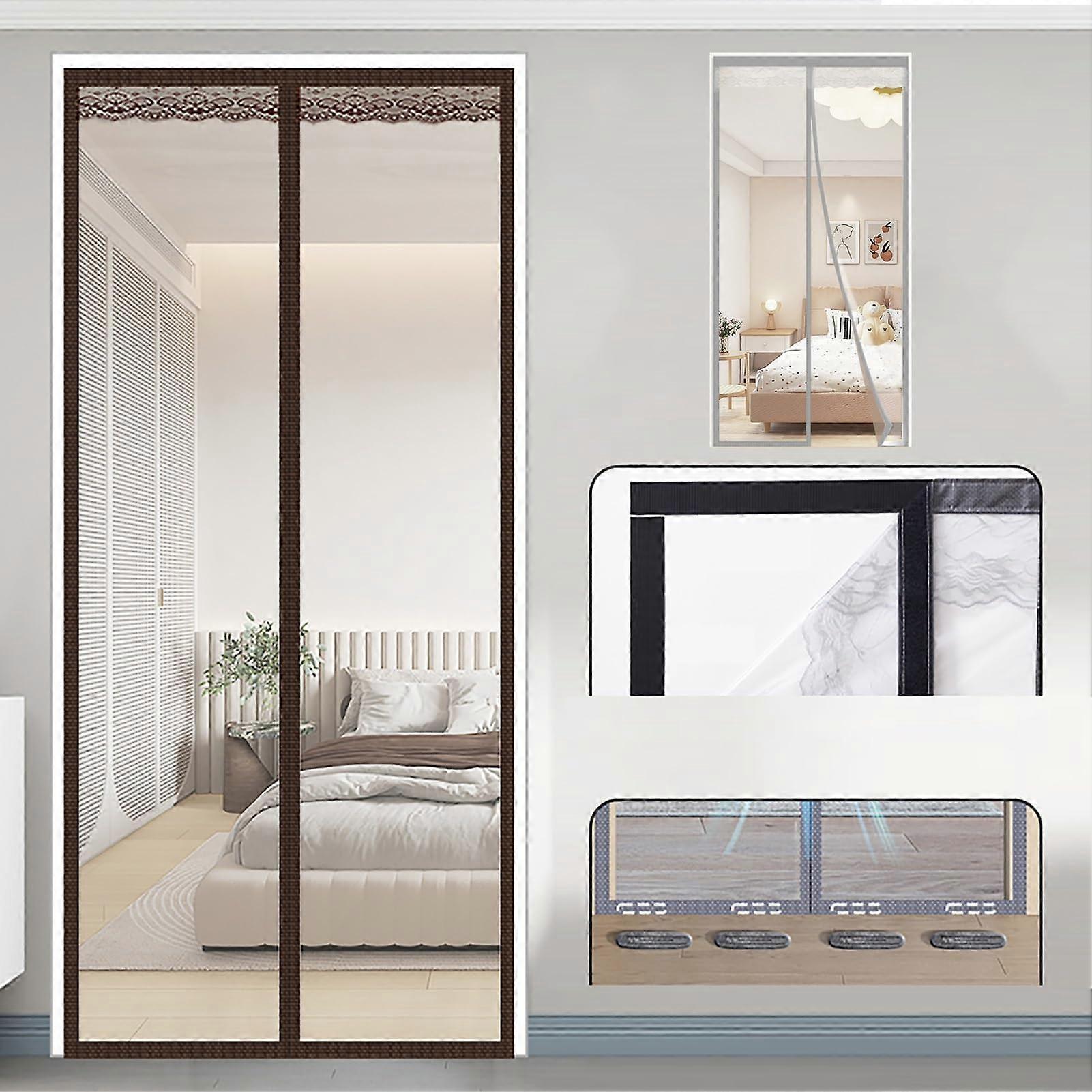 Thermovorhang Tür Winter Vorhang Kälteschutz 180x210cm Brown Türgardine Wärmeschutz ohne Bohren Haustür