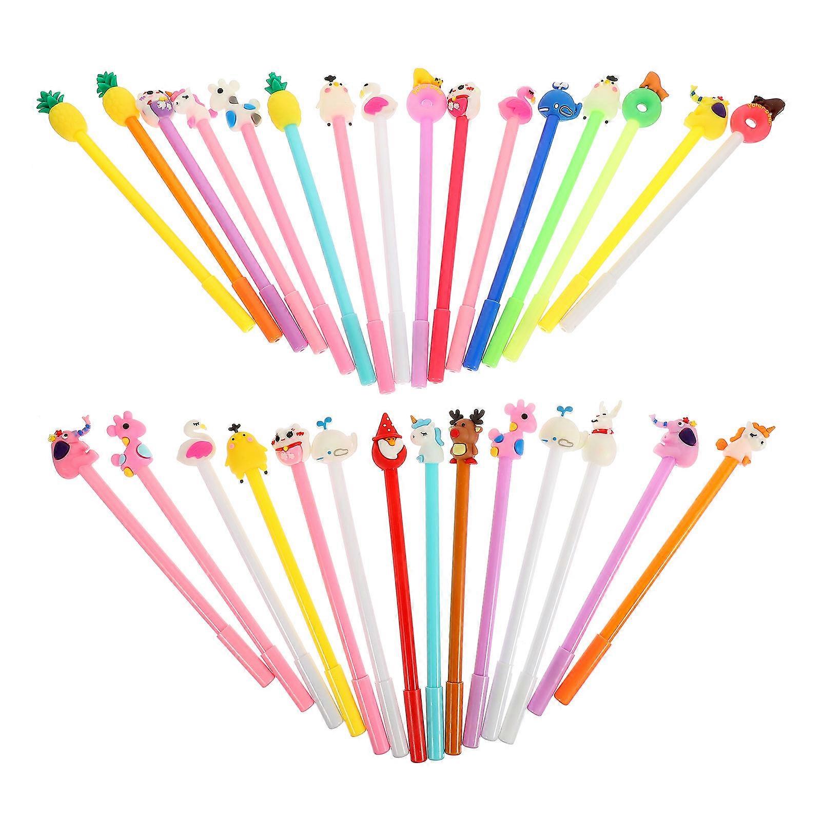 24 Pack Cartoon Gel Pens with Fine Tips for Creative Writing & School Stationery – Cute Design for Unique Writing Experience