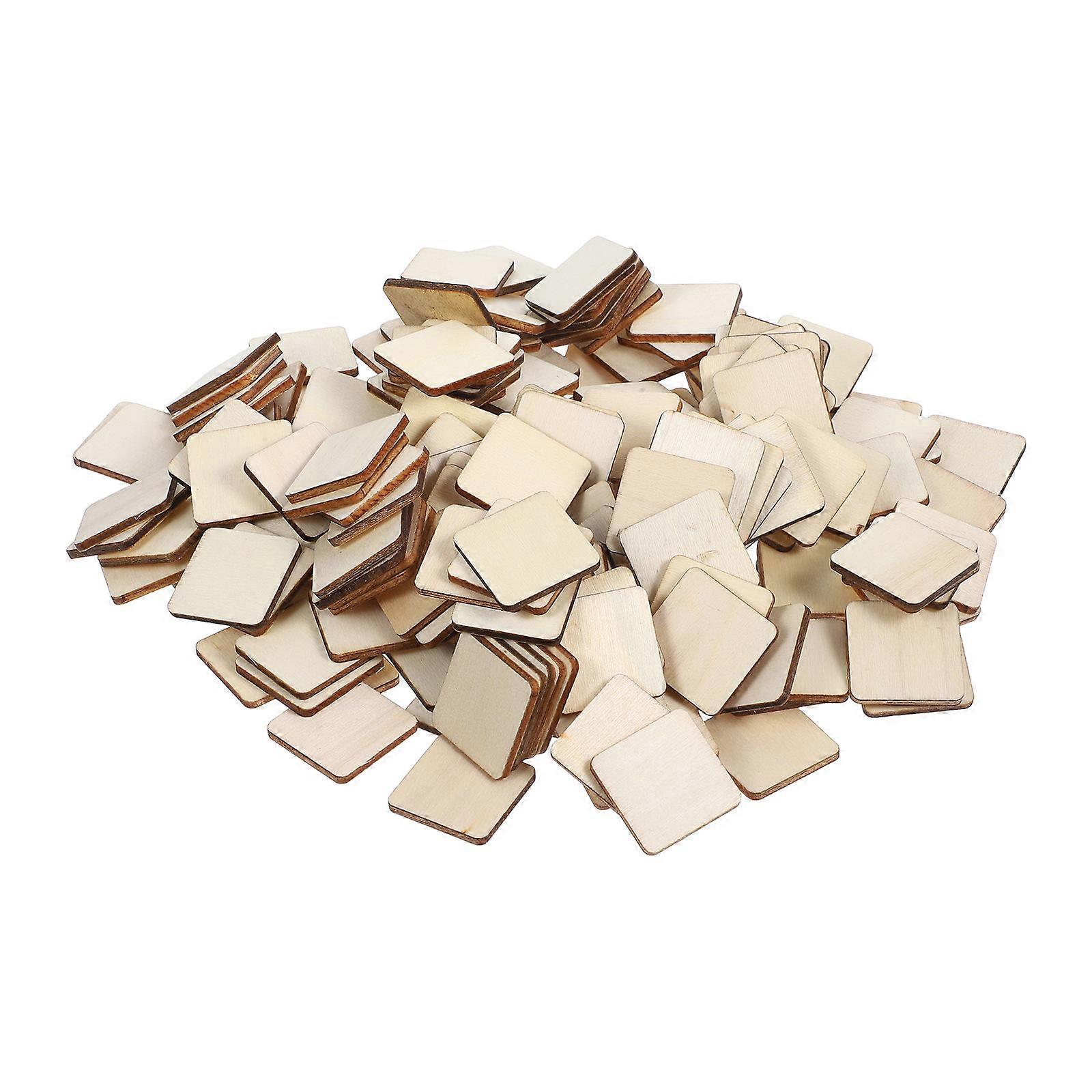 Square Wood Slices for DIY Crafts Perfect for Painting Art Projects 200 Pcs Beige 25MM