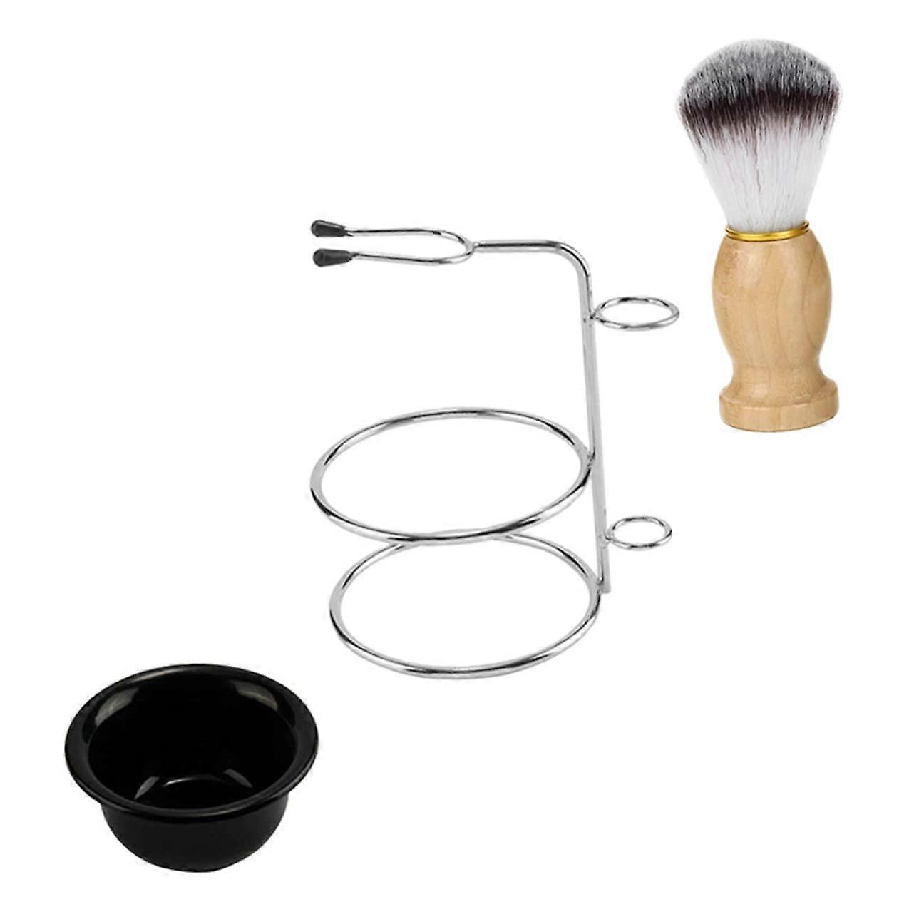 Razor Brush Holder Set for Men, Stainless Steel Shaving Brush Stand, Beard and Moustache Hair Tool, Soap Dish