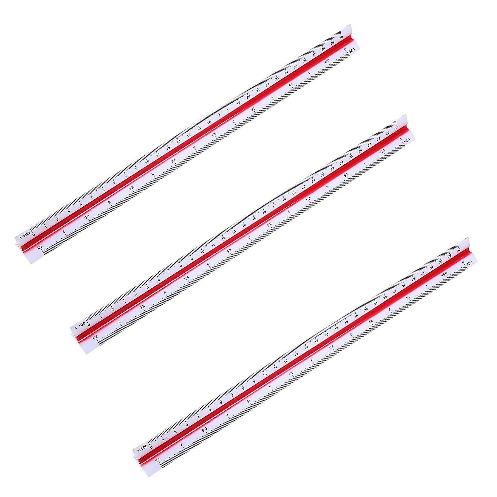 3pcs 1:20 1:25 1:50 1:75 1:100 1:125 Plastic Triangular Scale Ruler