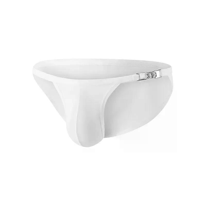 Men's Underwear Ice Silk Quick Dry Cool Feel Brief Meal Buckle Thin Sweat Absorb Single-layer Gay U Convex Low-waist Bikini
