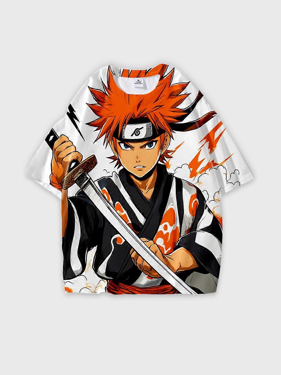 T-shirt round neck Role Pattern loose short sleeve E2885