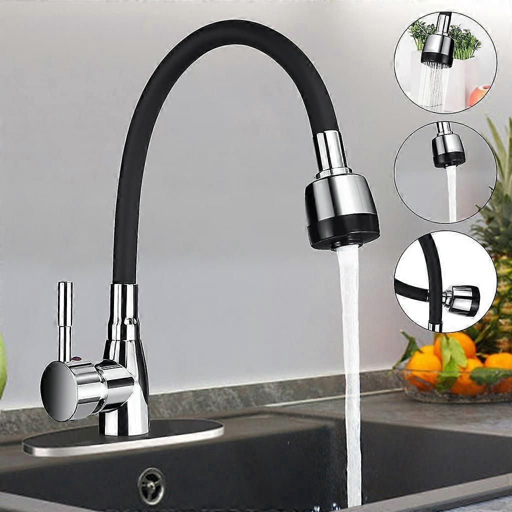 Polished Chrome Black Single Handle Kitchen Basin Faucet 360Rotating Cold and Hot Water Mixer Tap Torneira Deck Mounted