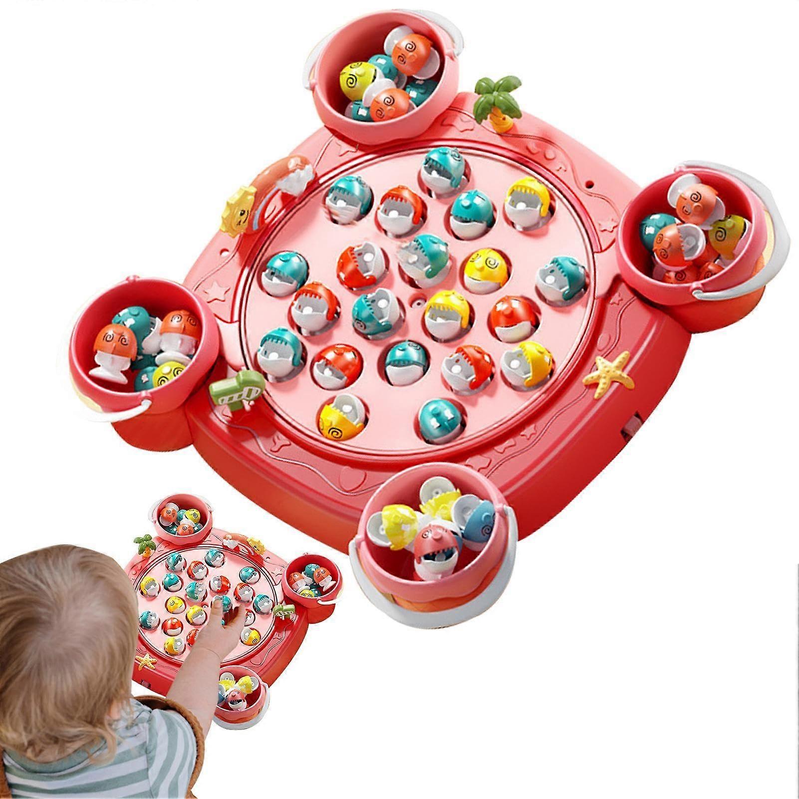 Fishing Game Toy Magnetic Fishing Toy With Music For Children Rotating Board Pink Motor Skills Development Interactive