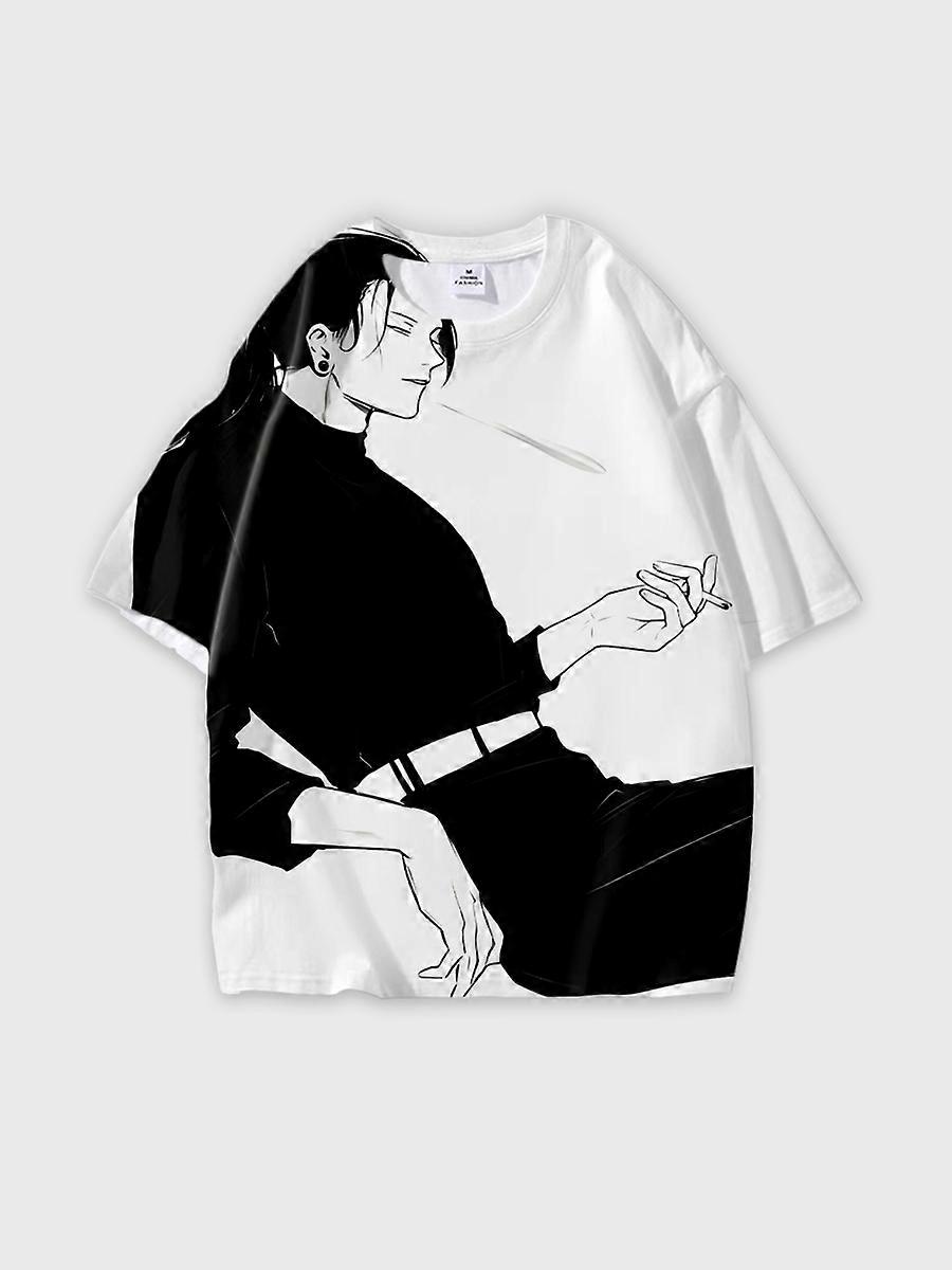 T-shirt round neck Character Pattern loose short sleeve P1985