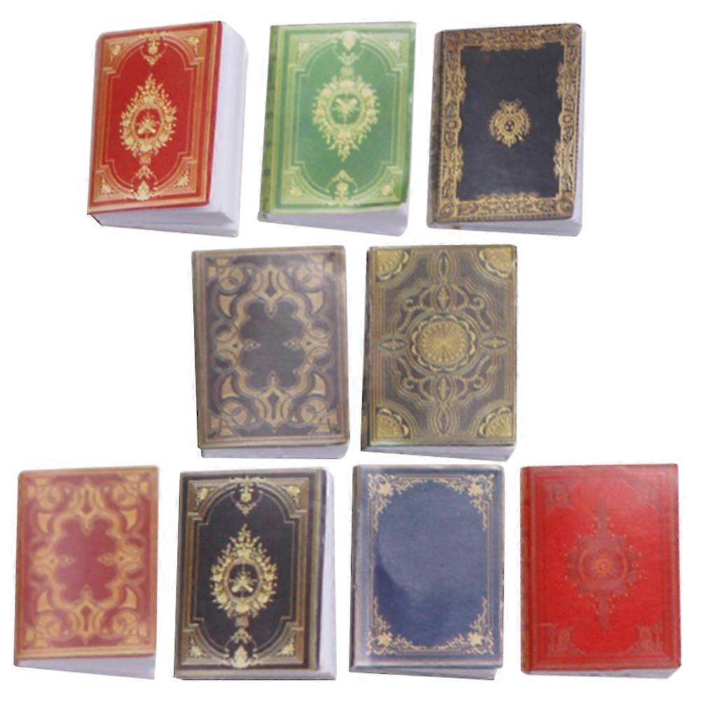 Dollhouse Mini Books Set 9Pcs Miniature House Accessories Simulation Props Assorted Color