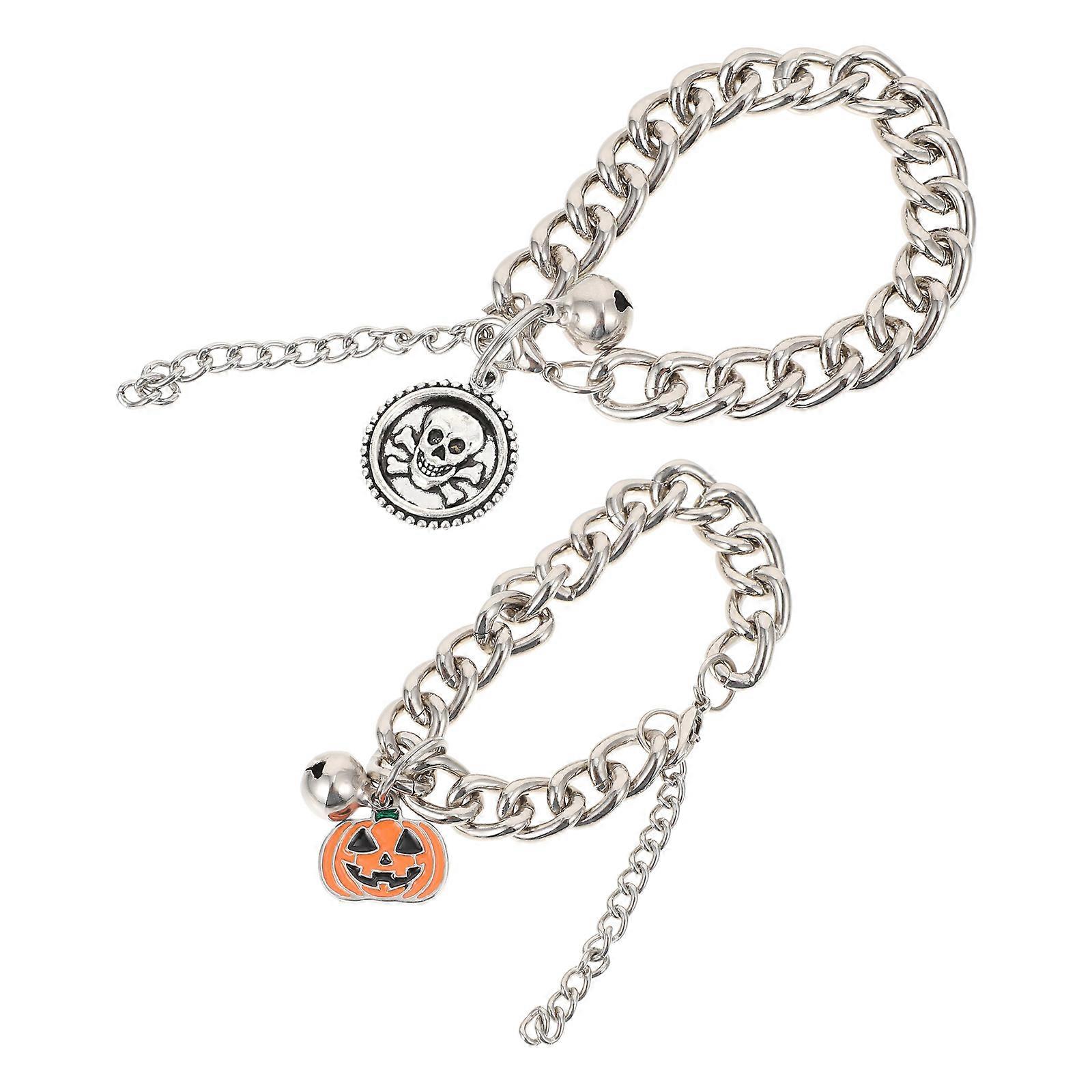 Halloween Pet Collar with Skull Design for Dog and Cat in Assorted Color Suitable for Little Pets 2pcs