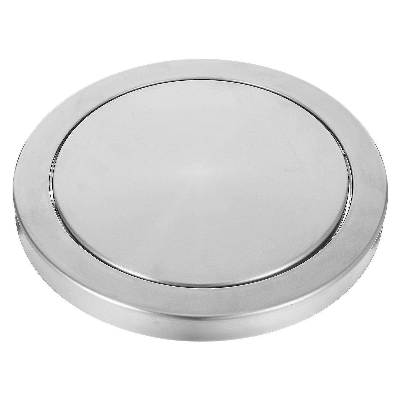 2pcs Drop-In Countertop Trash Lid: Stainless Steel Waste Can Replacement Cover - Round Polished Metal Lid - Compatible With 21.5~24cm Opening