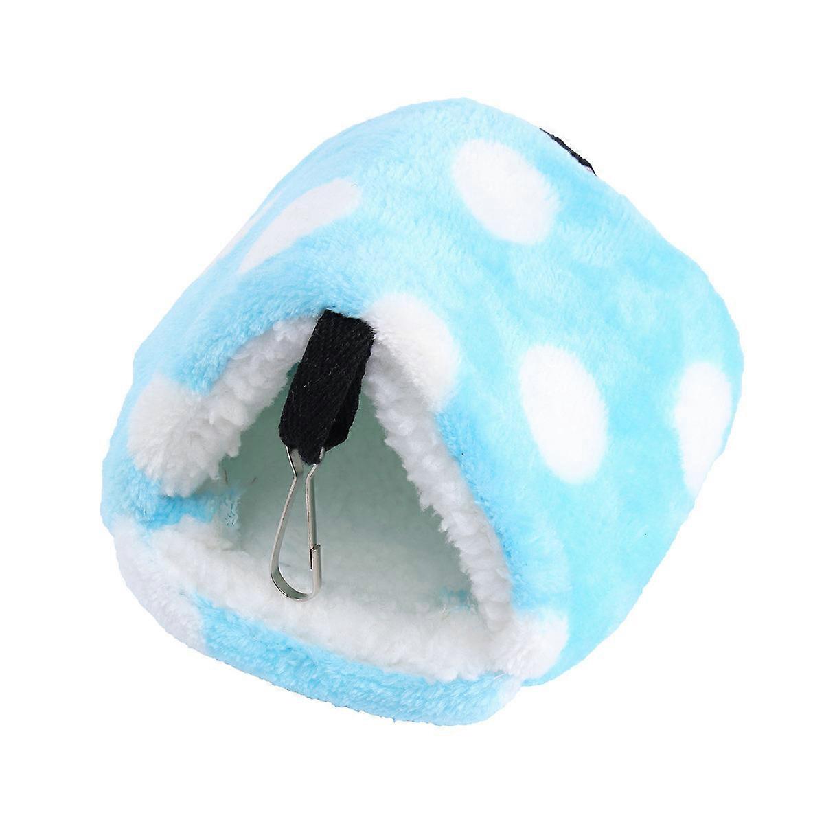 Hamster Warm Bed House Winter Use Pet Bed Chinchilla Owners Blue Round Dot Pattern Comfortable Resting Place 1Pack