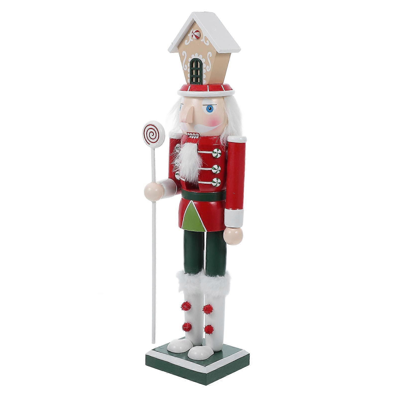 Nutcracker Figurine Wooden Nutcracker Soldier Family Gatherings Red 40.00X9.00X8.00CM Collectible 1Pack