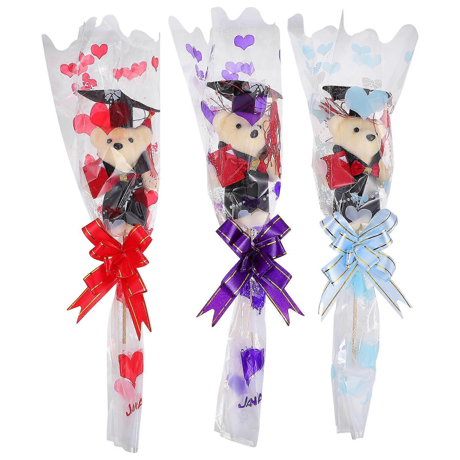 Colorful Bear Bouquet Multi Functional Ornament For Home Decoration Foam Material 3Pcs