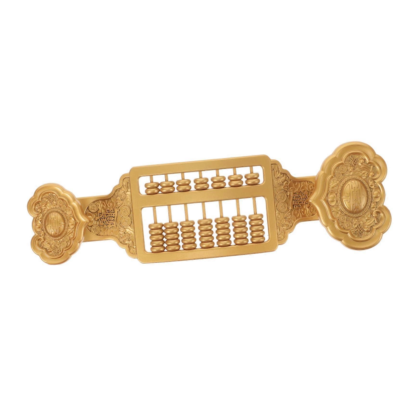 Teaching Aid for Abacus, Rake Frame Abacus Model, Brass Golden Table Ornament, Small Vintage Office Decor