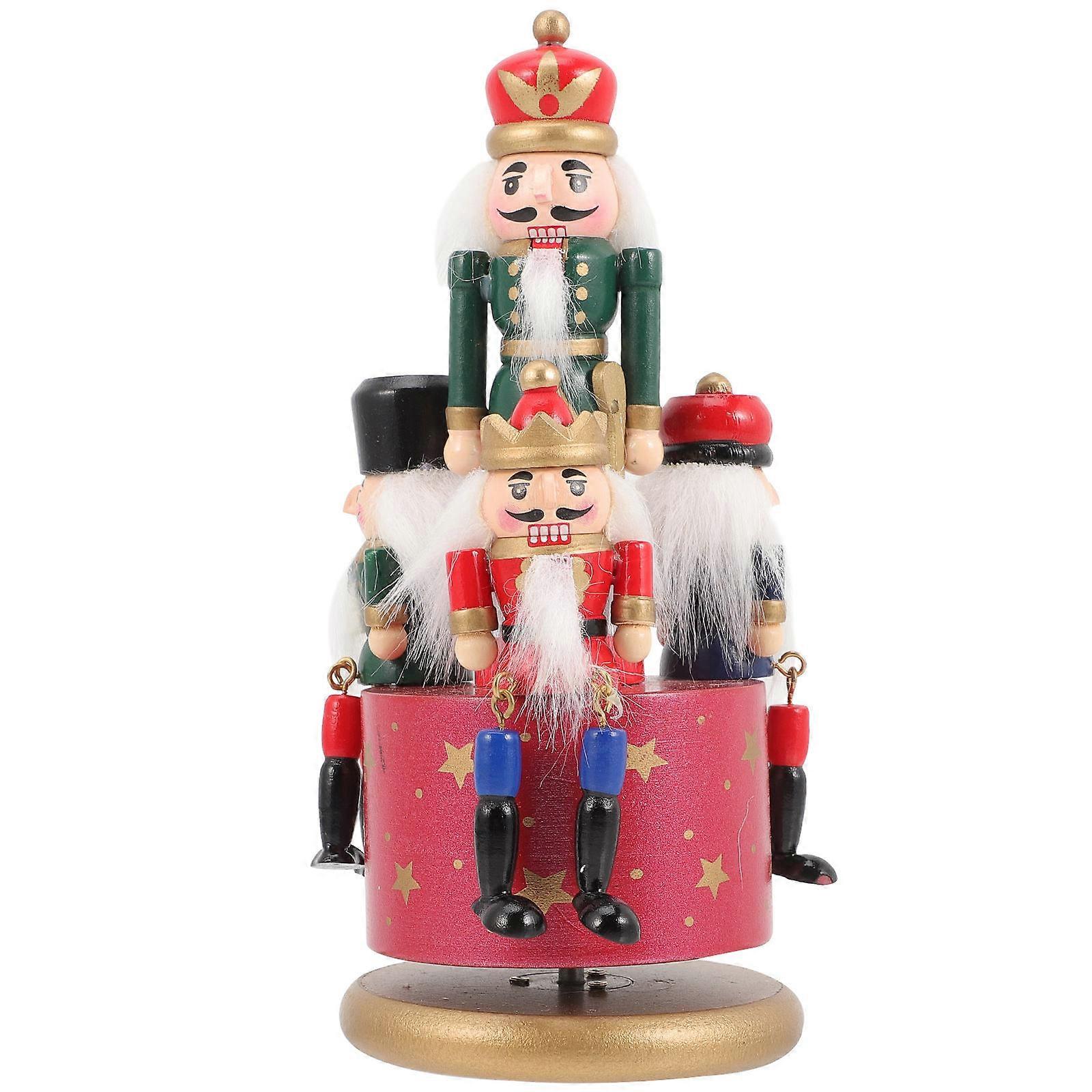 European Style Hand Painted Nutcracker Music Box – Rotating Christmas Ornament for Desktop, Housewarming & Holiday Decor