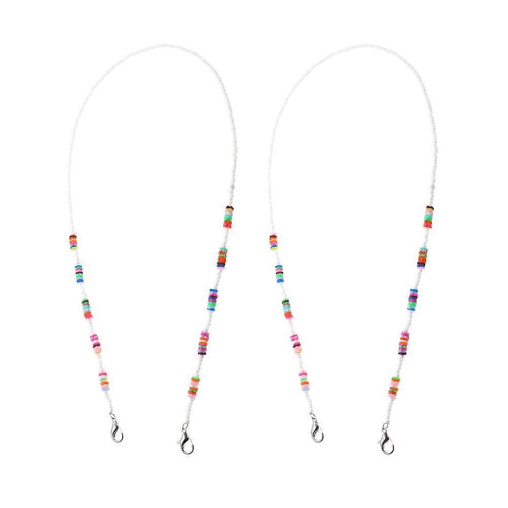 Durable Acrylic Beads Mask Chain for Kids in Assorted Colors Fashionable and Comfortable 2PCS
