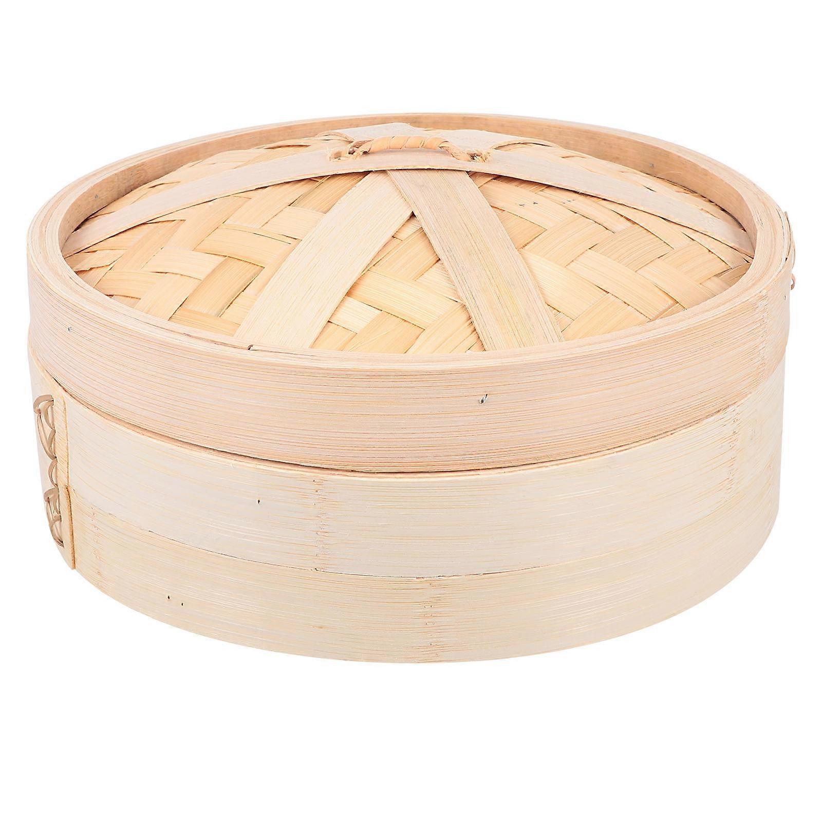 Round Bamboo Steamer Kitchen Tool For Adults With Lid And Nutrient Retention Feature 1 Set