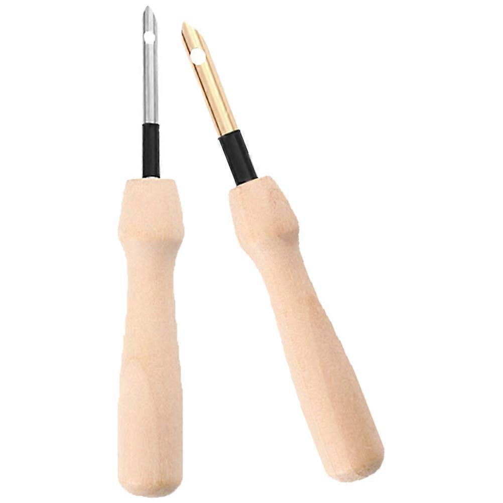 Punch Needle Embroidery Set 2Pcs Ergonomic Round Handle Sewing Tool For DIY Crafts And Leisure Time Activities In Multi Color Design