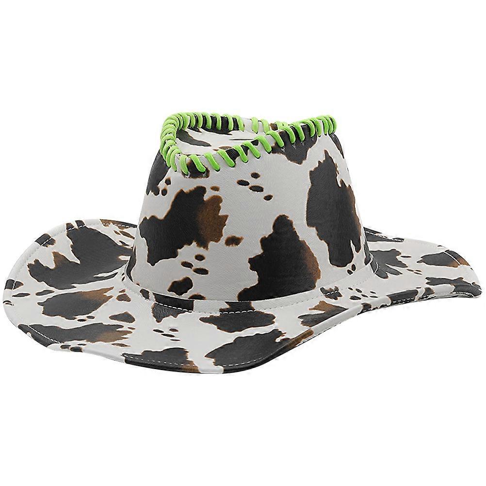 Retro Cow Pattern Hat Designed For Stage Performance And Role Play Events Perfect For Halloween Aesthetic With Sun Protection 1Set