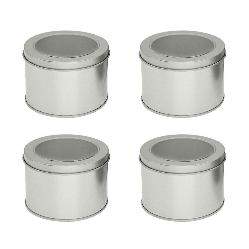 Sealed Cans with Transparent Lid for Coffee Beans Storage Made of Iron in Silver Pcs