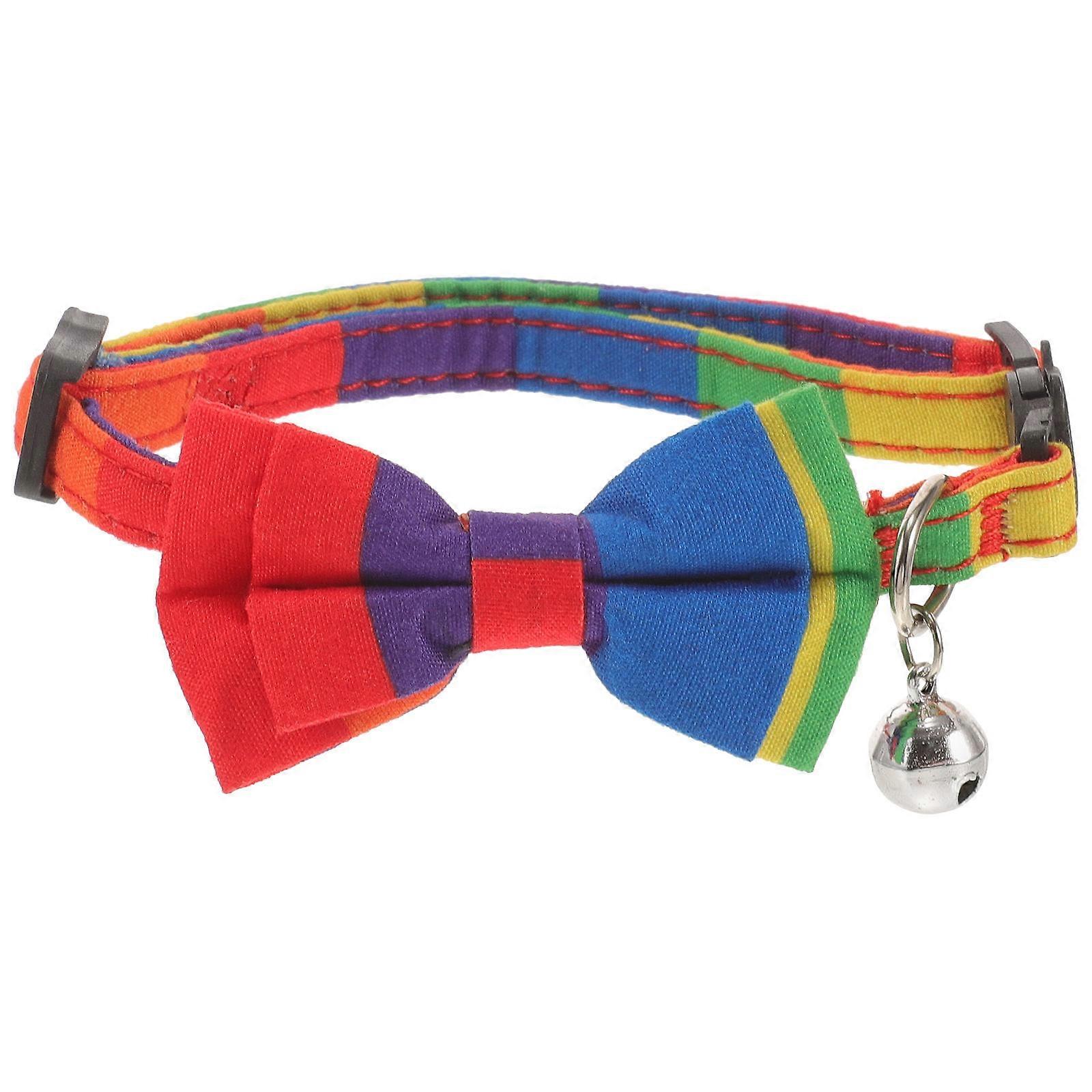 Rainbow Bow Tie Collar for Cats – Adjustable, Cute Pet Accessory for Parties, Festivals, Bright Colors for Easy Spotting