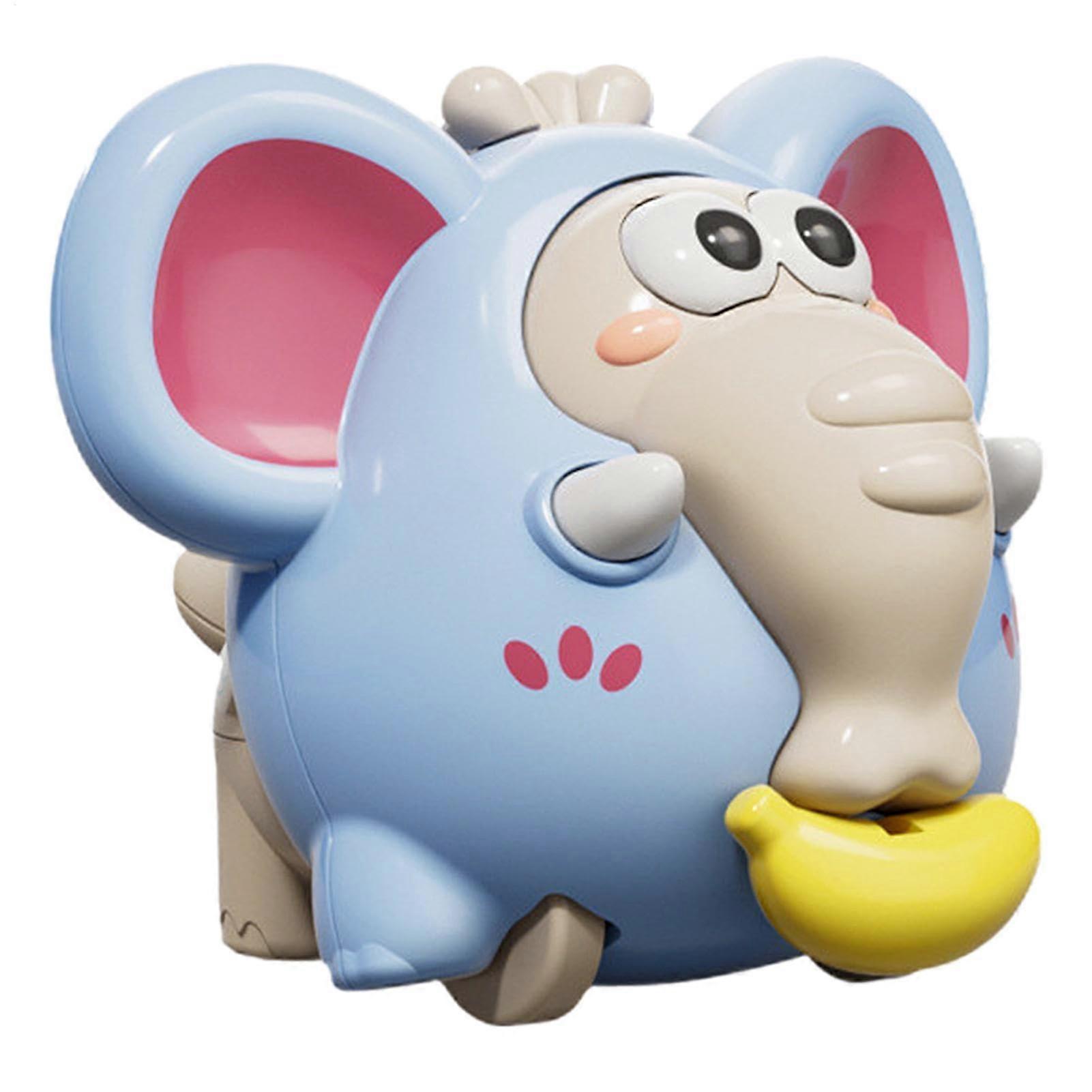 Baby Pull Toy, Cute Cartoon Elephant Tugging Toy for Toddlers, Blue Crawling Toy for Kids Over 1 Year Old