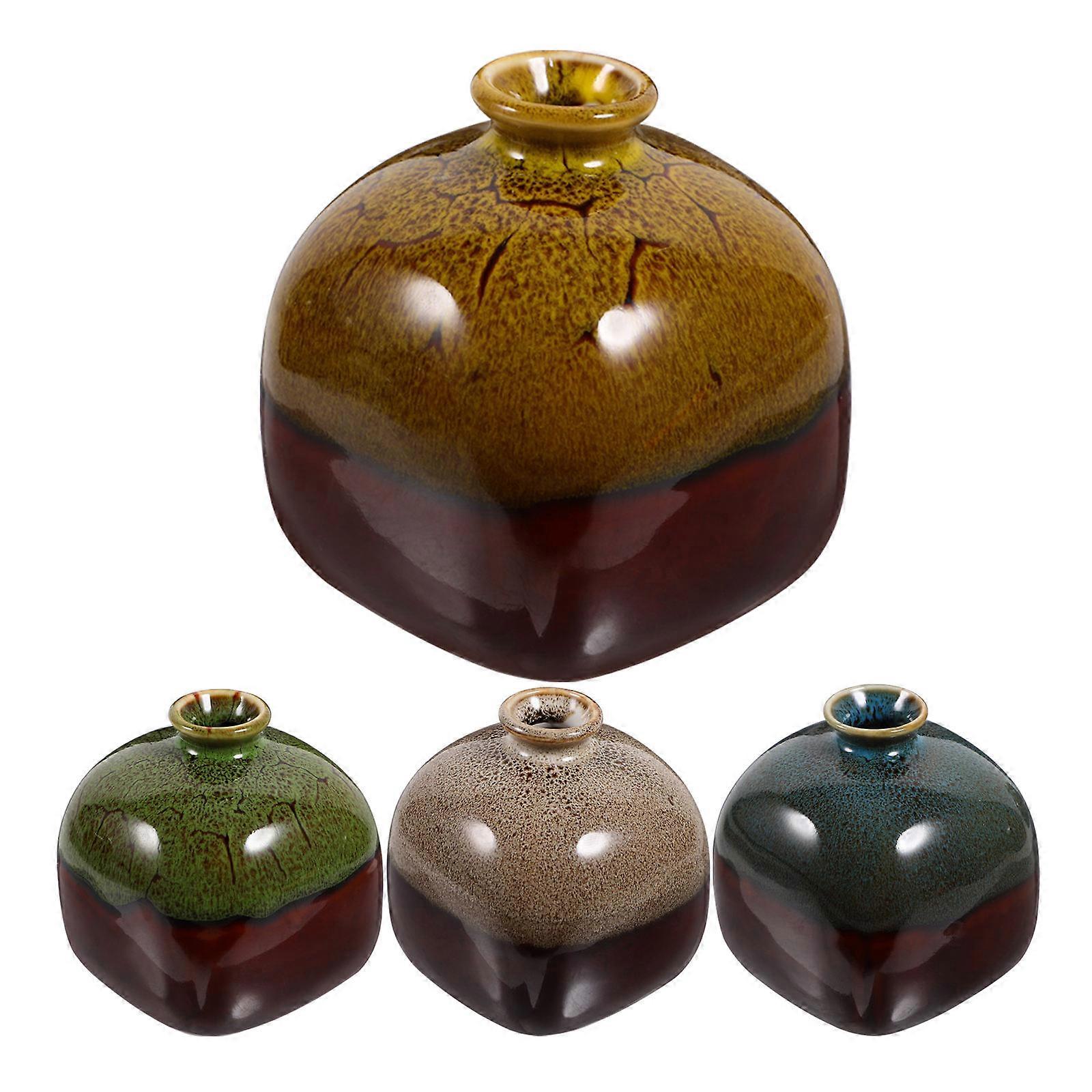 Unique Desktop Ceramic Vase For Home Decor Simple Design Assorted Color 4Pcs