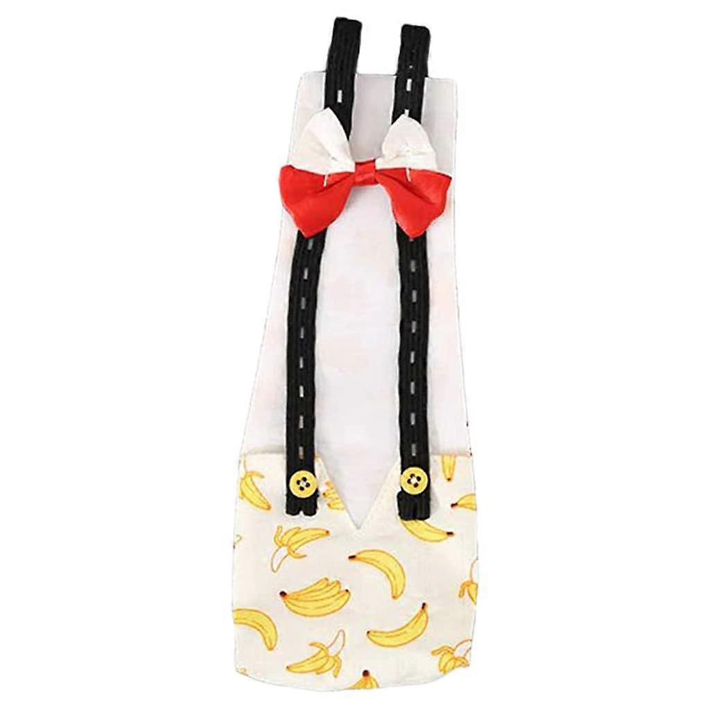 Banana Pineapple Print Adjustable Reusable Chicken Diaper with Bow Tie for Small to Medium Poultry, Washable Fabric