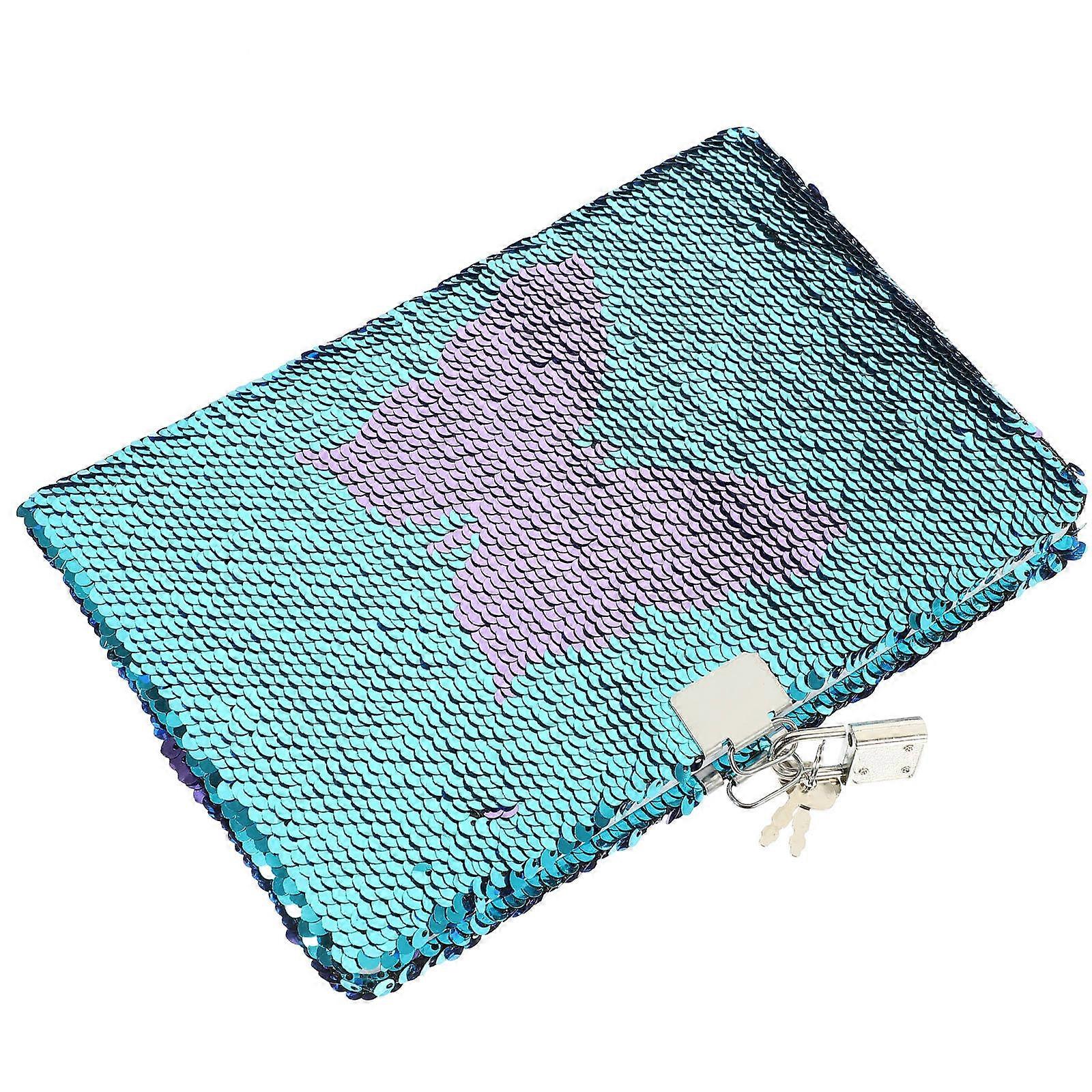 SkyBlue Lockable Sequin Notebook for Writing with Reversible Cover and Smooth Paper, Perfect Gift for Kids