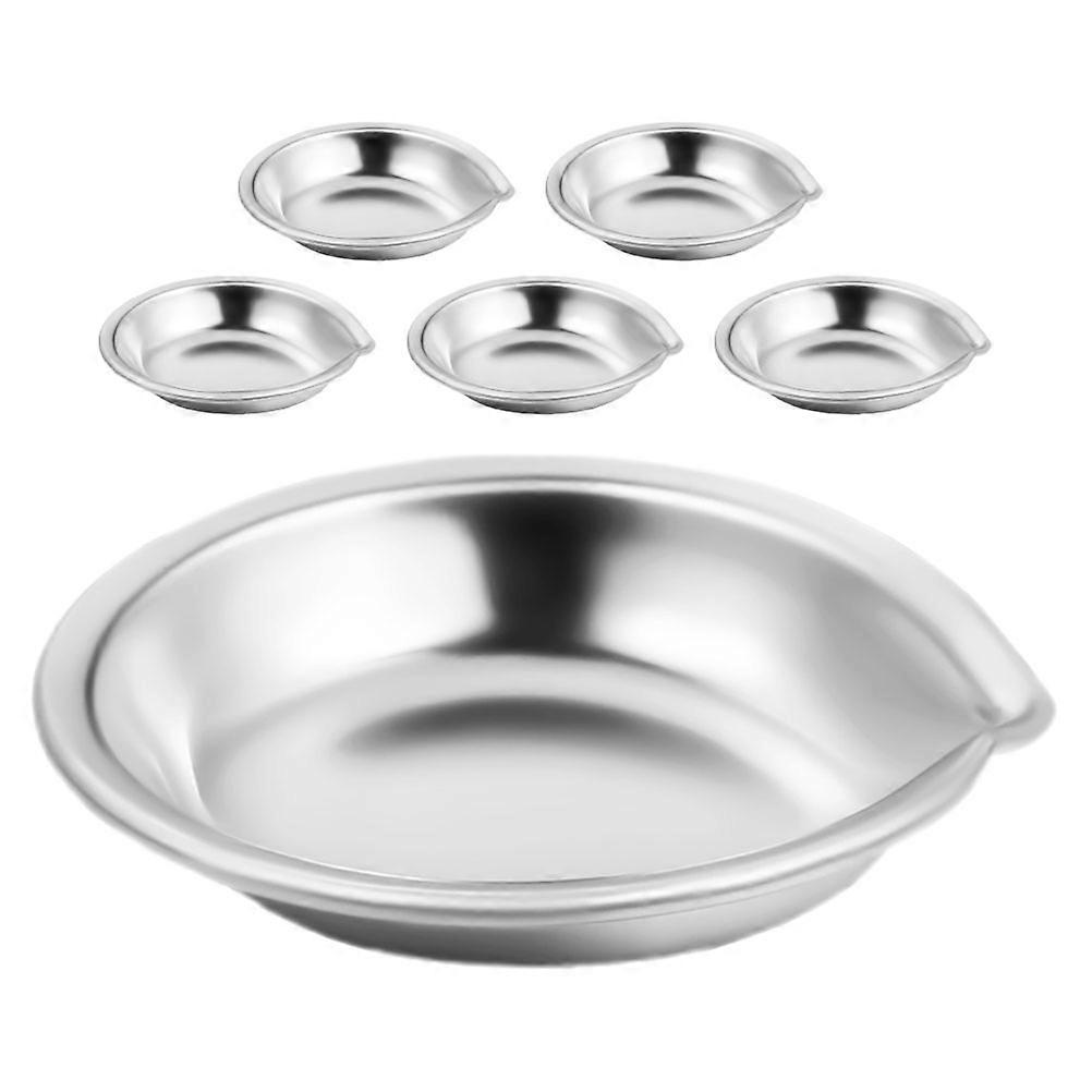 6pcs Stainless Steel Paint Mixing Palette With Easy Pour Spout Round Watercolor Tray For Artists Portable Compact Palette For Model Painting Diy