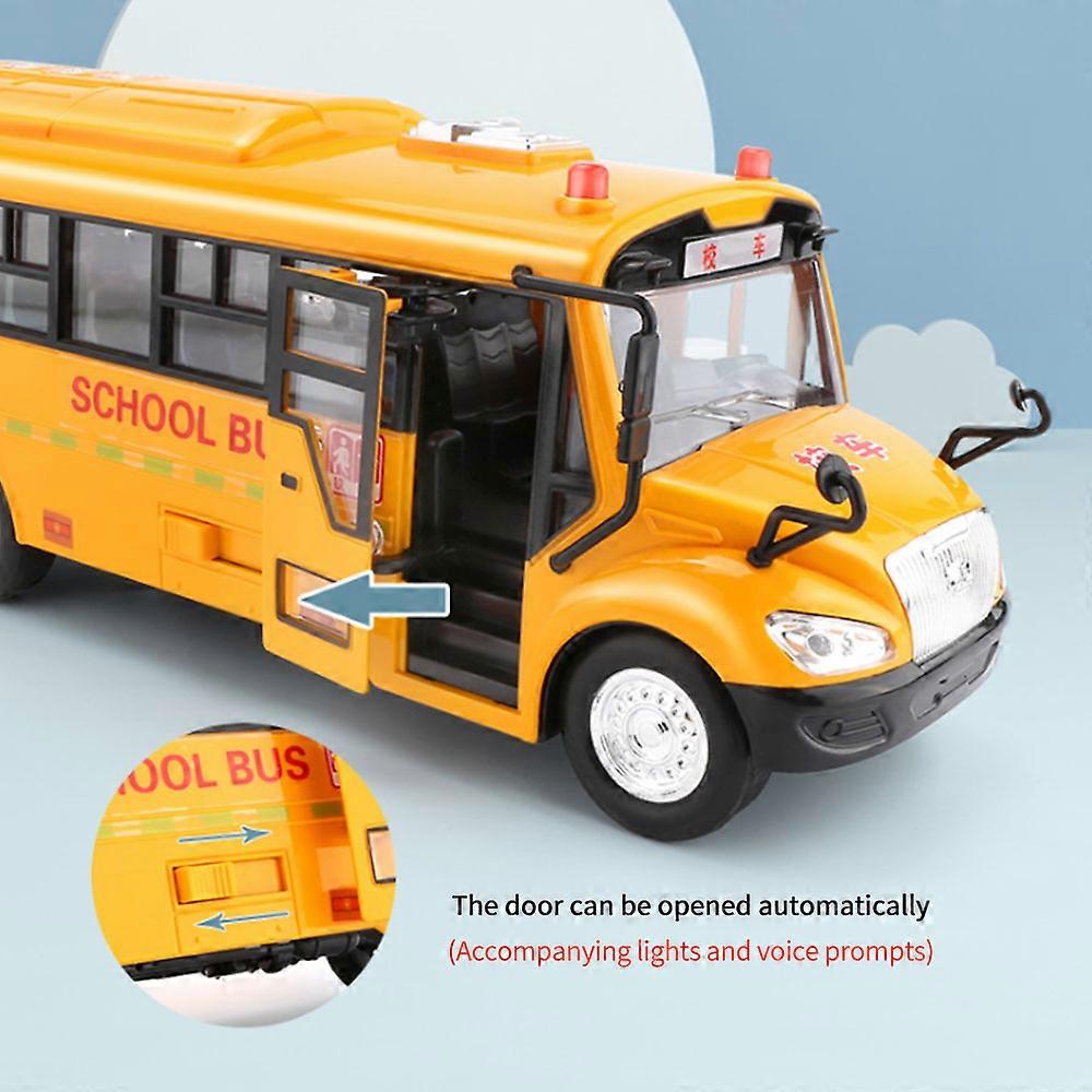 Educational Early Learning School Bus Toys Drop Resistant Sound Light Simulation Inertia School Bus Model Toys