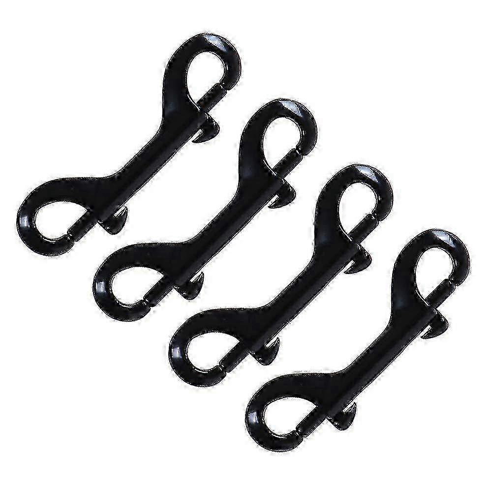 Heavy Duty Black Trigger Snap Hooks with Lobster Clasp Fastener Clips - 4 Pack