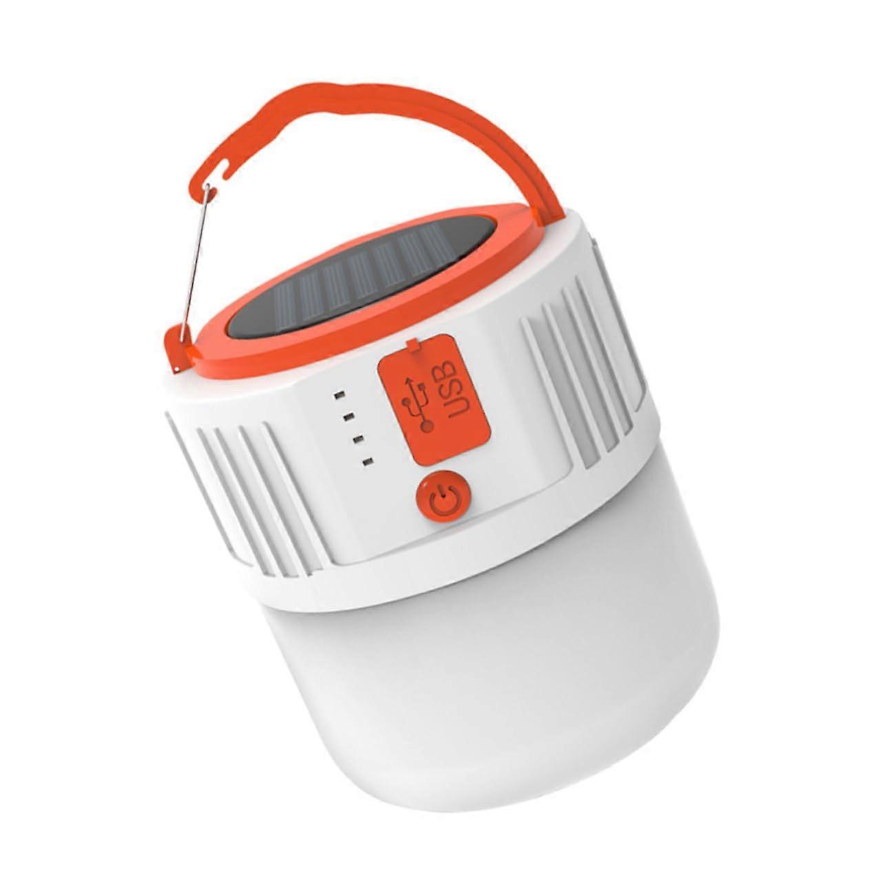 Solar-Powered USB Rechargeable Camping Lantern With Soft Lighting Hanging Hook Durable Battery Emergency Light Tent Use