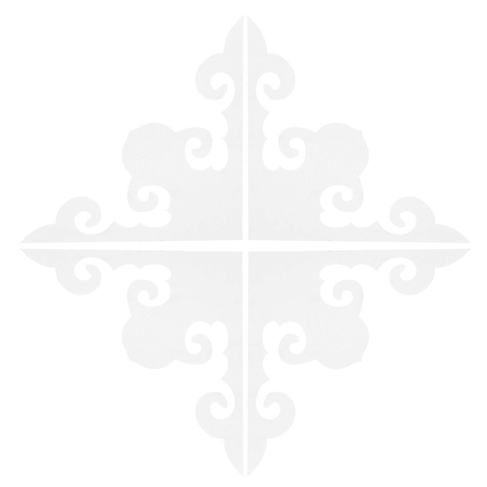 Mirror Border Peel And Stick 4Pcs Decorative Square Applique Sticker White Color Suitable For Furniture