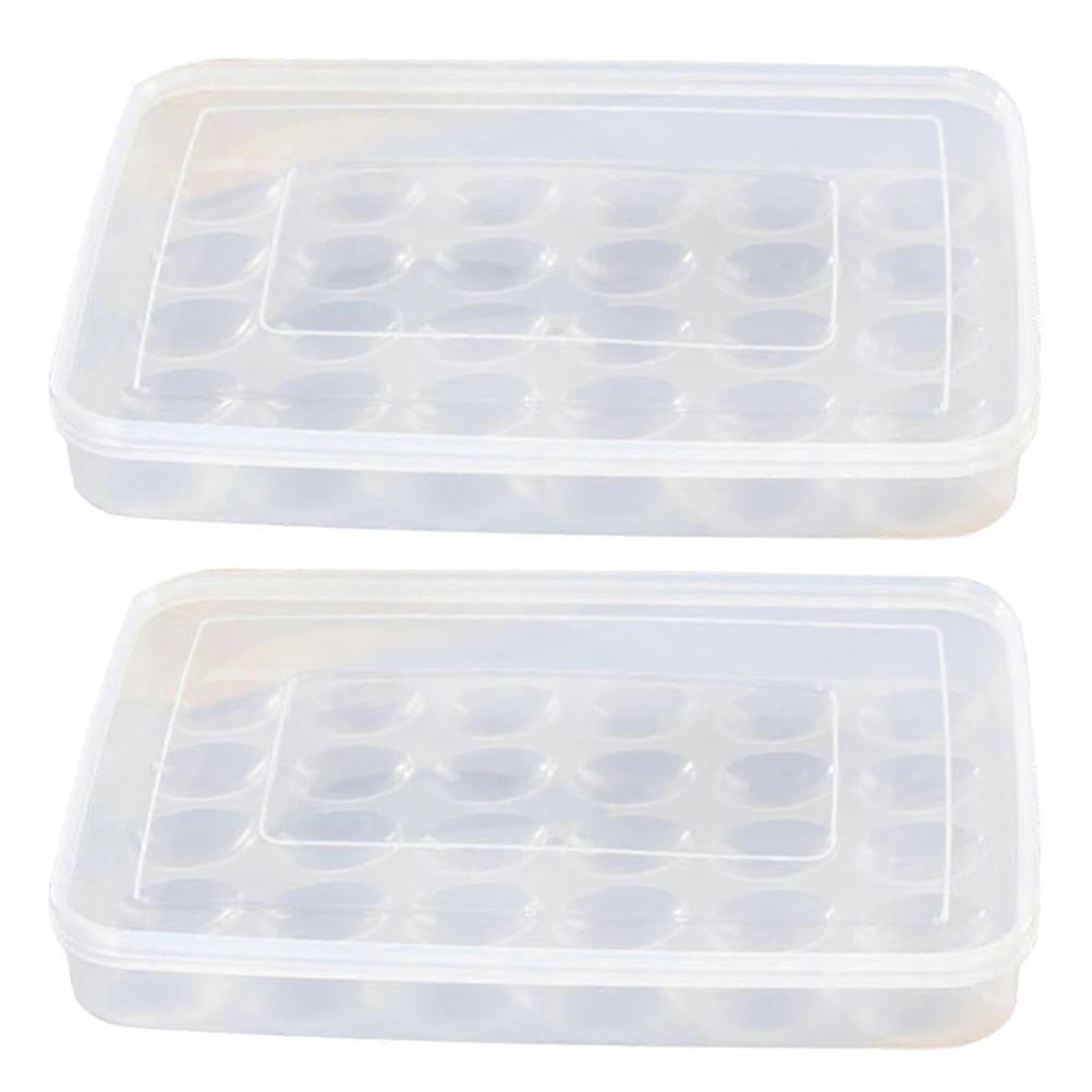 Stackable Transparent Plastic Egg Organizer Case with Lid for Home Use Fits All Fridge 30Grid