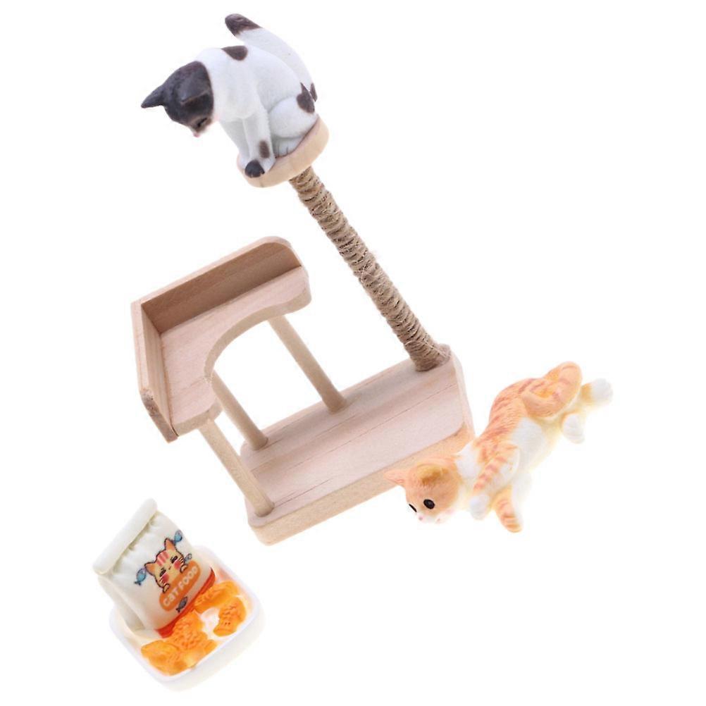 Mini House Cat Tree Model – Micro Landscape Decoration for Dollhouse DIY Projects, Miniature Home Scenes & Collectibles
