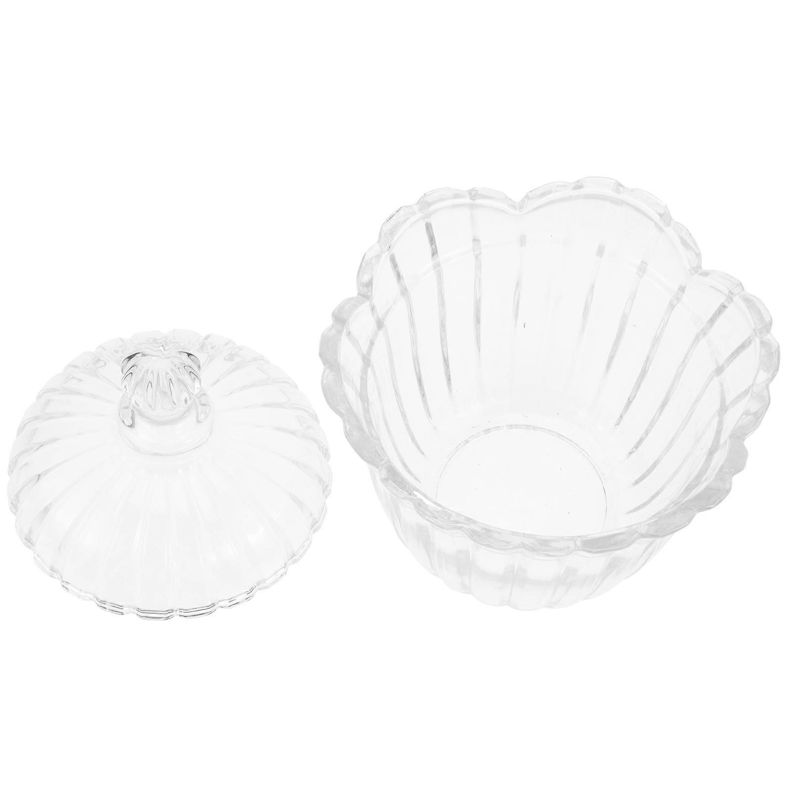 Candy Dish Jar Glass Round Home Use Transparent Material Candy Holder 1Set