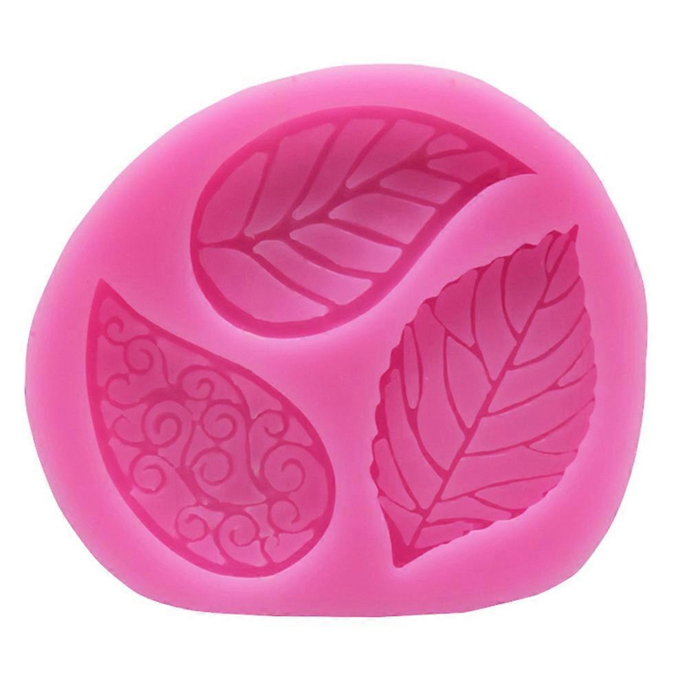 Pink Silicone Cake Mold for Baking Use Leaves Shaped Tool Set Makes Fondant Craft .3 Inches