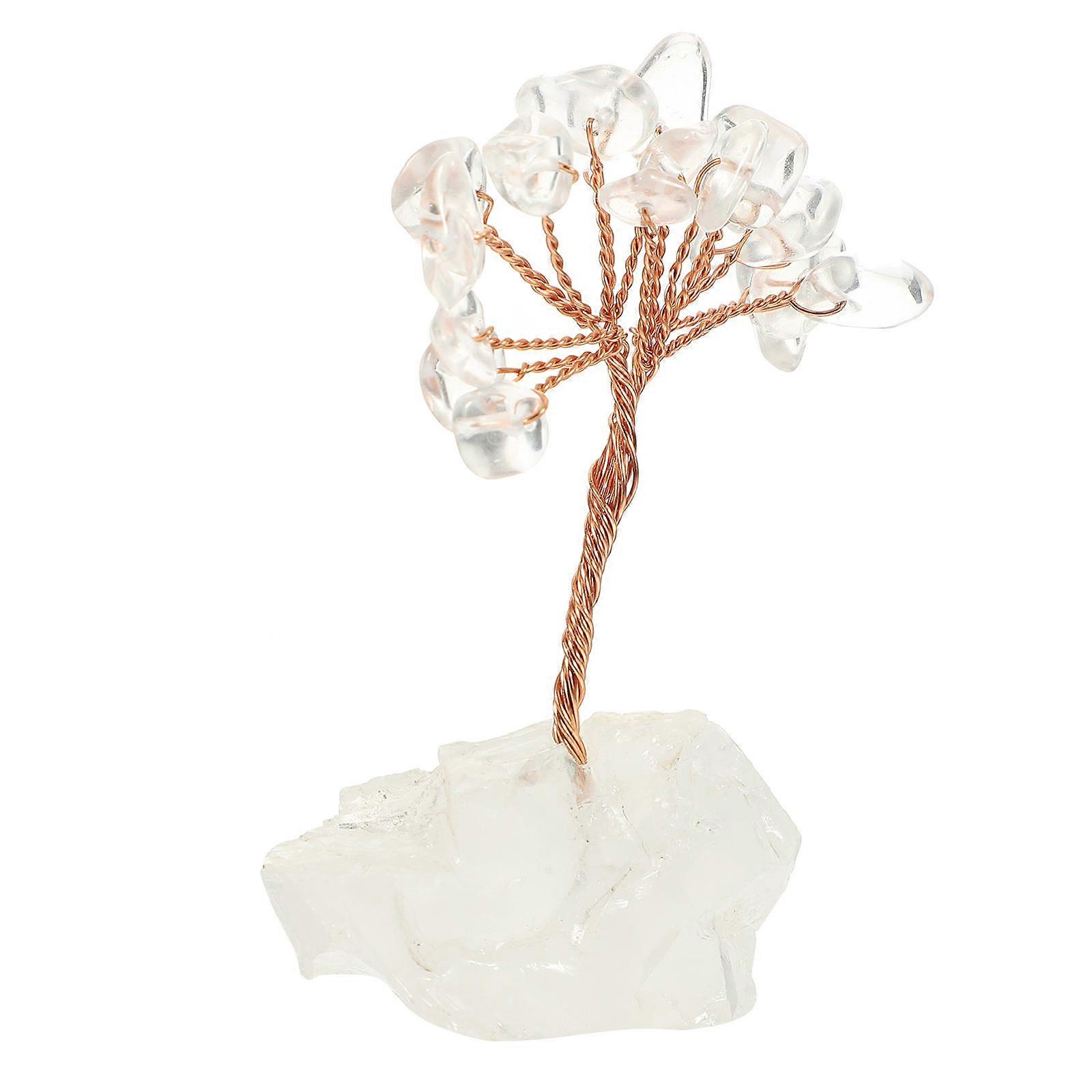Crystal Money Tree Ornament Handmade Weaving Design Decorative Craft for Home Office 2.5X3.5X6.3CM 1Pack