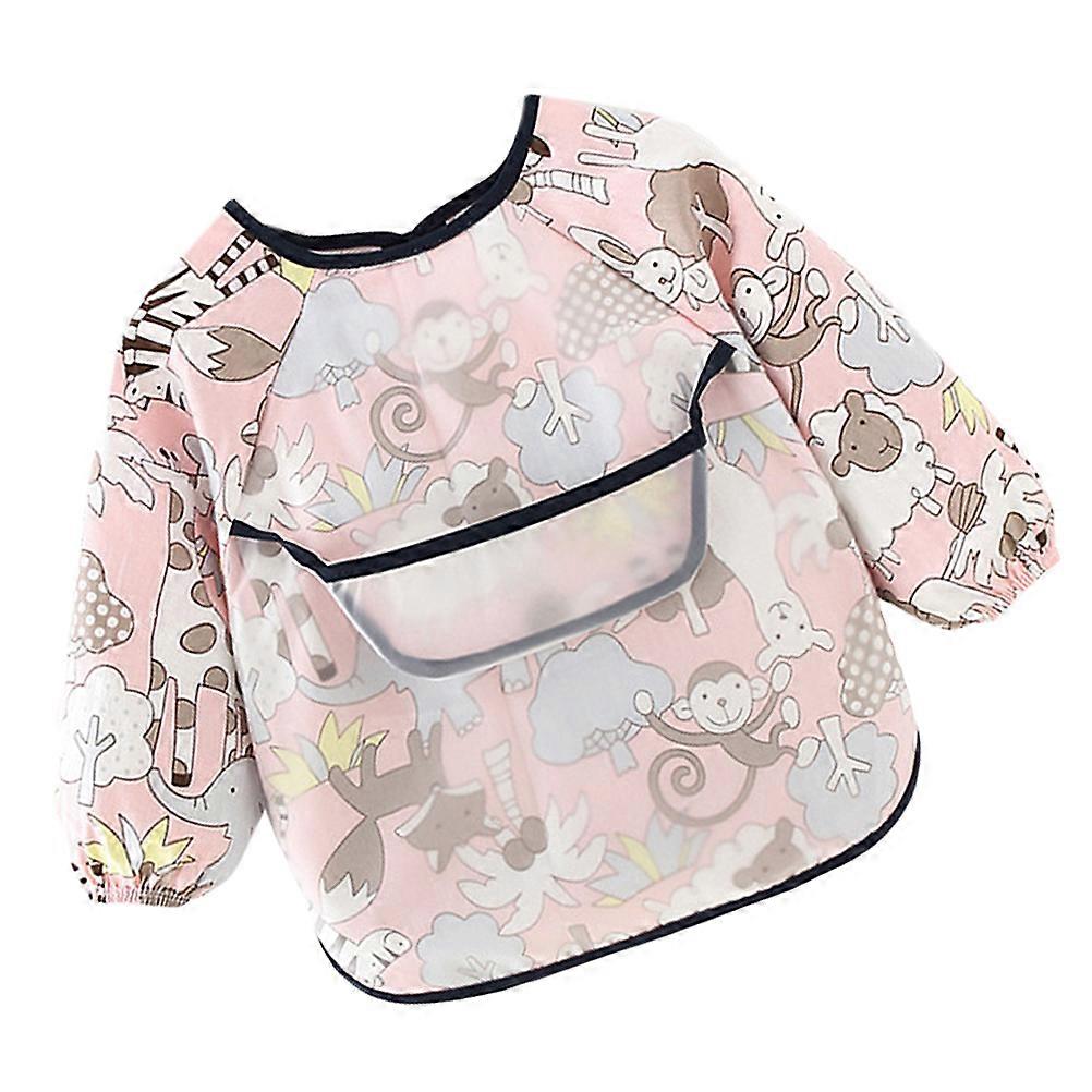 Long Sleeve Dining Bib with Zoo Pattern, Lightweight Durable Easy Clean for Boys Girls Mealtime Use