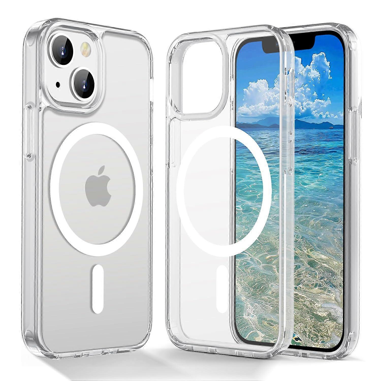 Magnetic Case for iPhone 13 Mini 5.4 Inch, Transparent Shockproof Mobile Phone Case Compatible with MagSafe