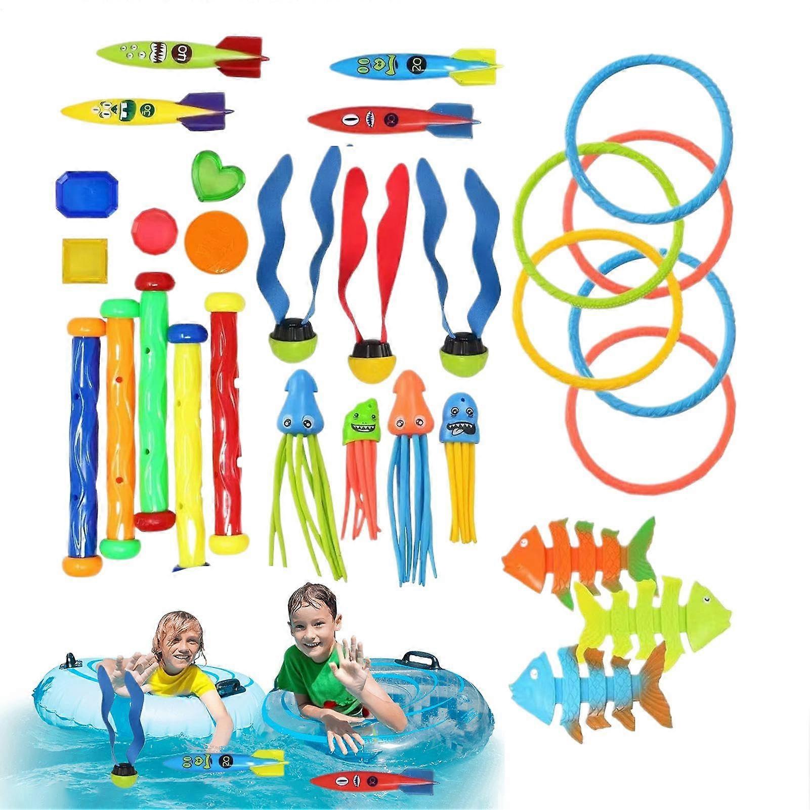Underwater Pool Toy, Multiplayer Training Game Set Colorful Aquatic Play Kit for Garden, Family Fun, Pool Area, and Swimming Lessons