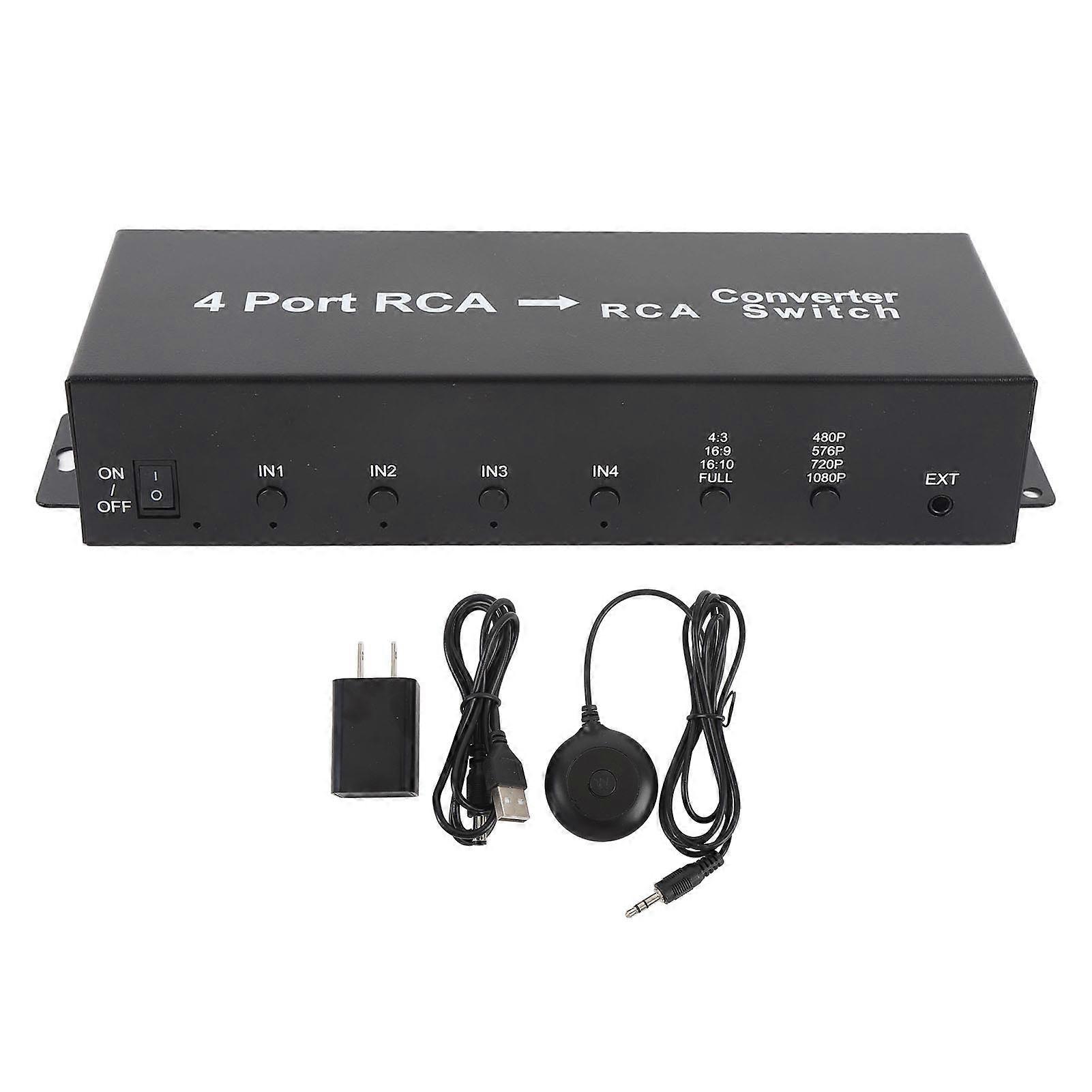 4 Port AV Switch High Definition Multimedia Interface 1080P 4:3 16:9 16:10 Supported for VHS VCR DVD Player