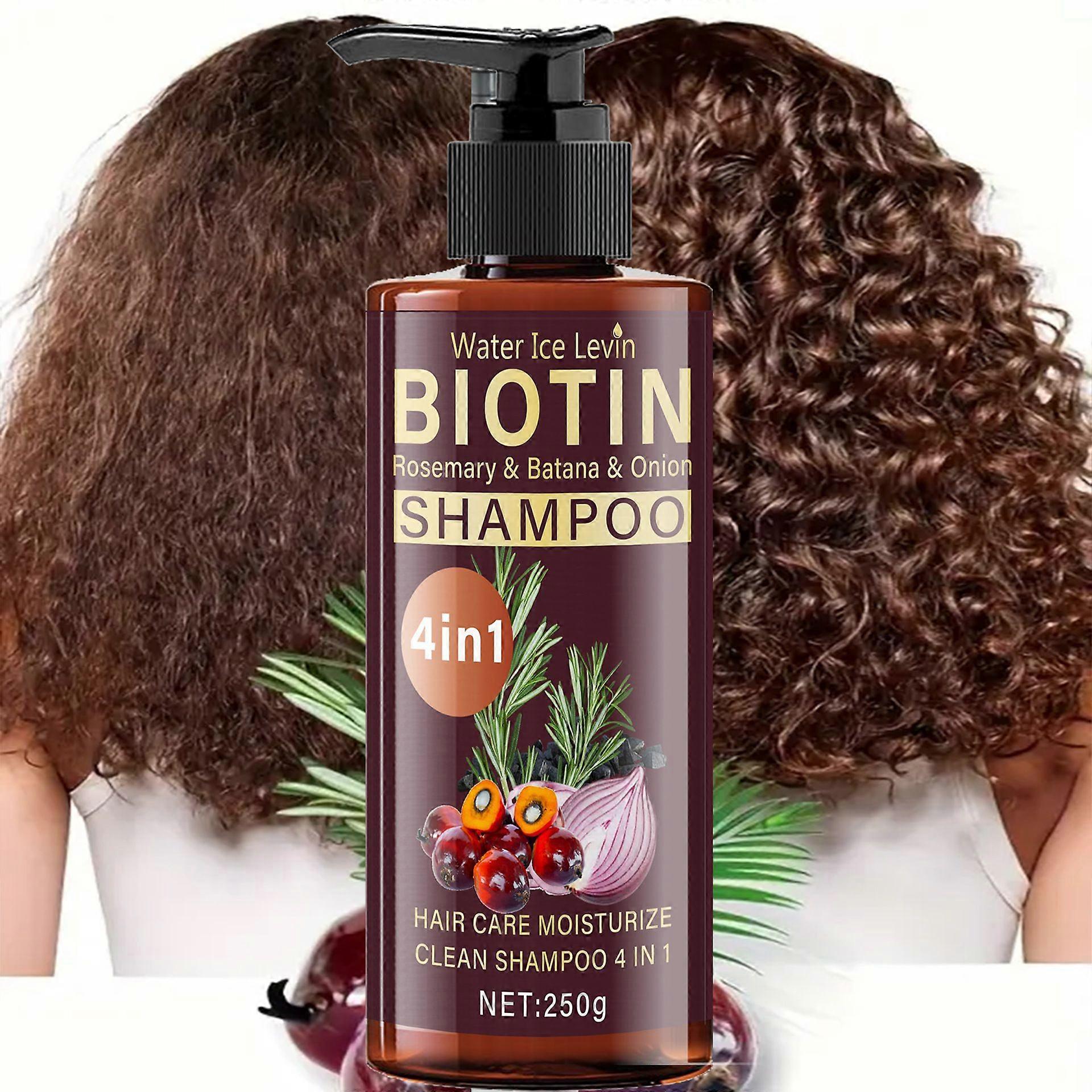 Shampooing 4 en 1 à la biotine | Romarin & Batana & Oignon | Shampooing à la biotine Soin hydratant des cheveux, augmente l’hydratation et la brillance, format voyage adapté à tous