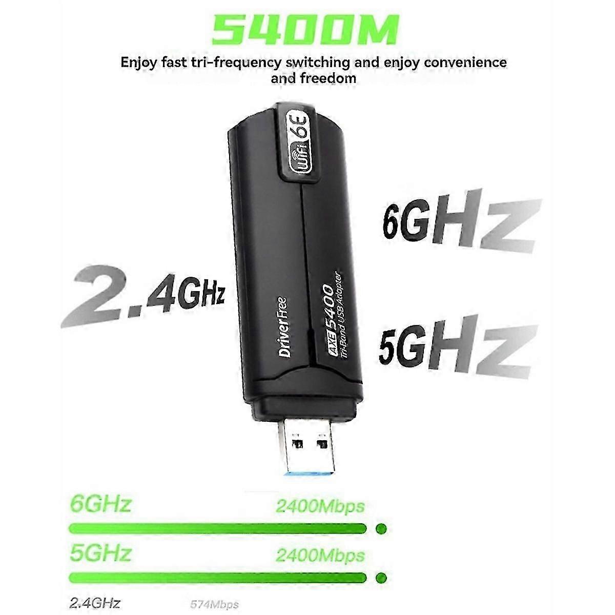 AX5400 WiFi6E Adaptörü 5400Mhz USB3.0 Adaptörü Win 10/11 için