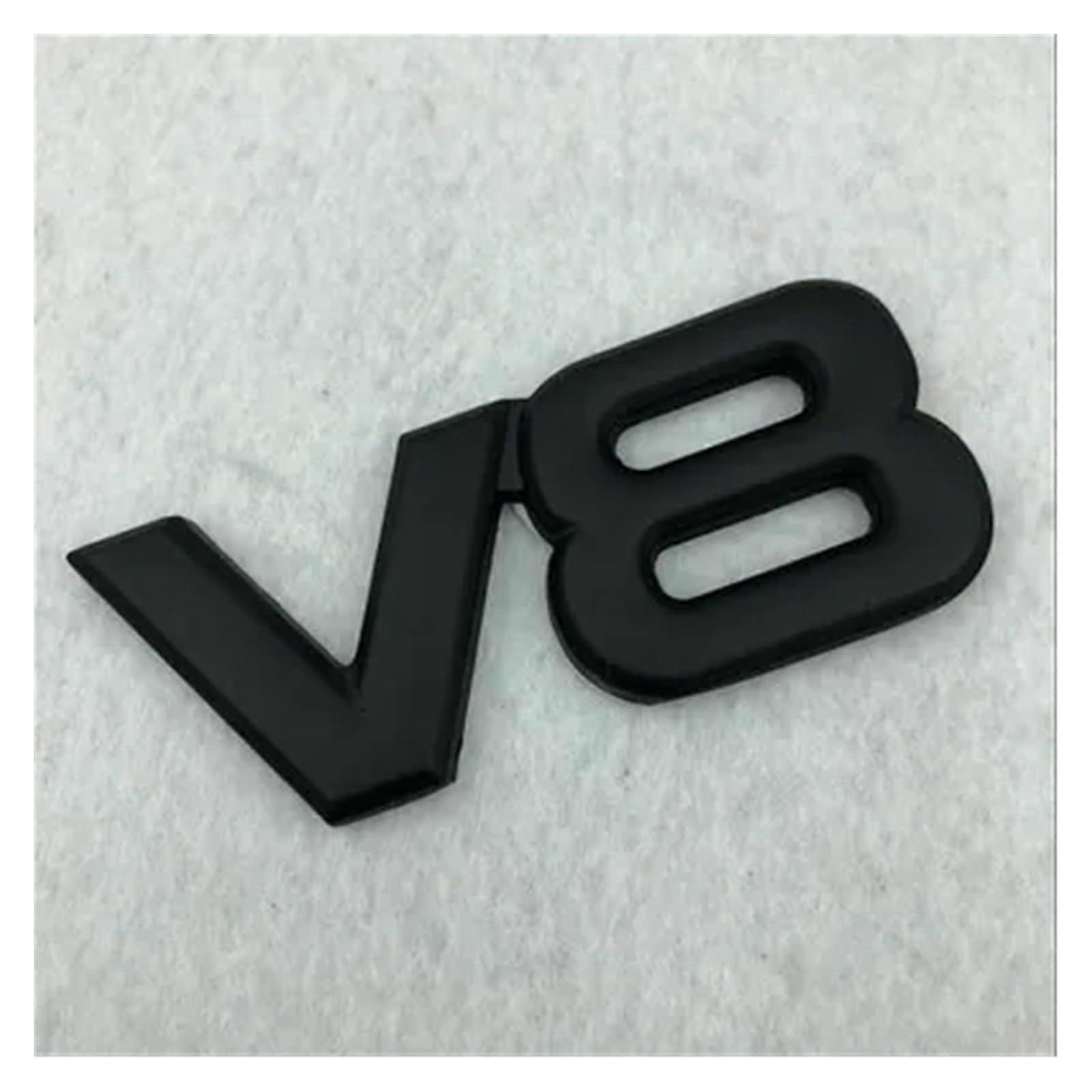 yzw6688 1X Auto Metal Alloy 3D V8  Engine Displacement Rear Trunk Emblem Sticker Chrome V8 Side Wing Badge Sticker Car Styling (Color: Black)