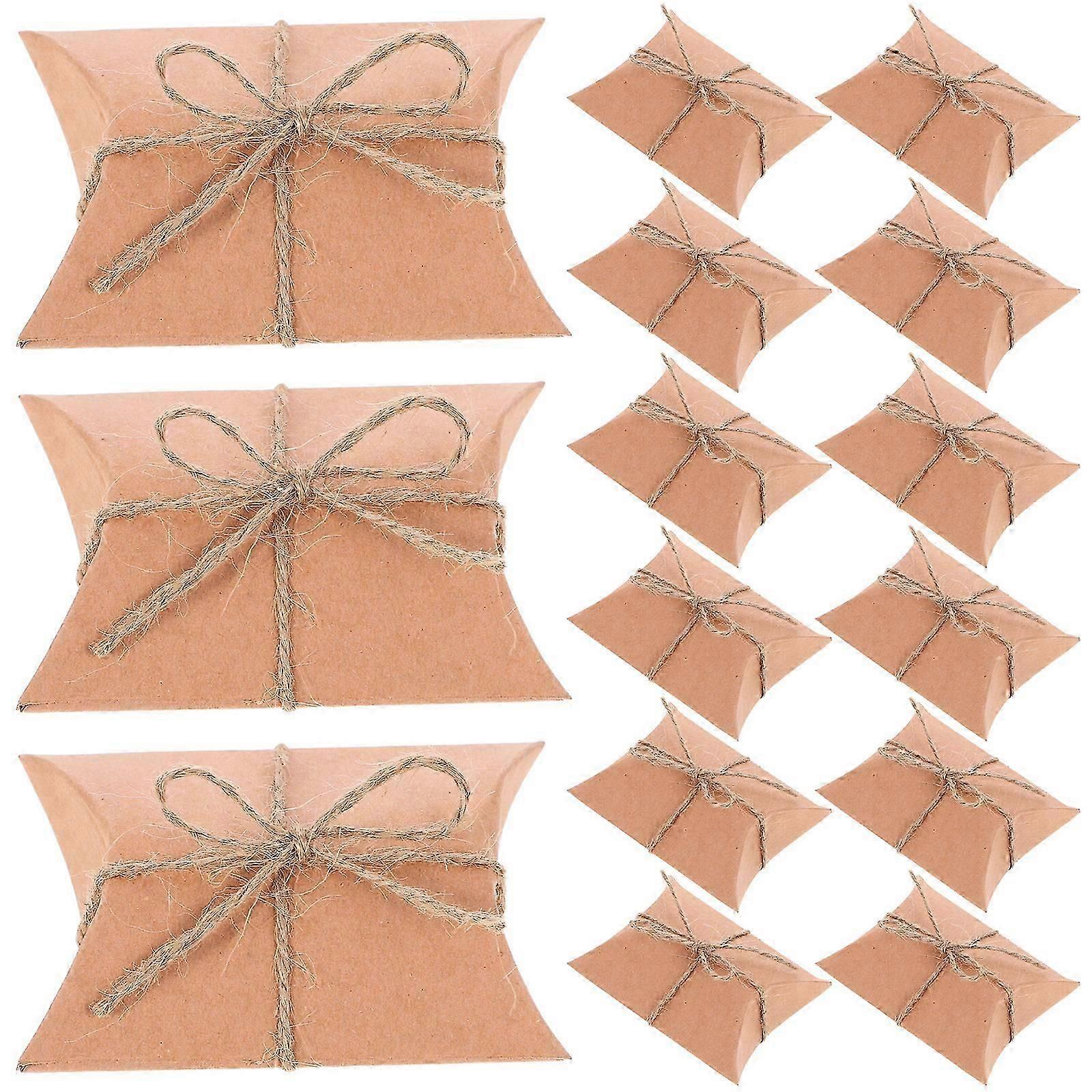 50 pcs Paper Pillow Boxes Small Gift Boxes Candy Packaging Boxes Gift Wrapping Boxes with Ropes
