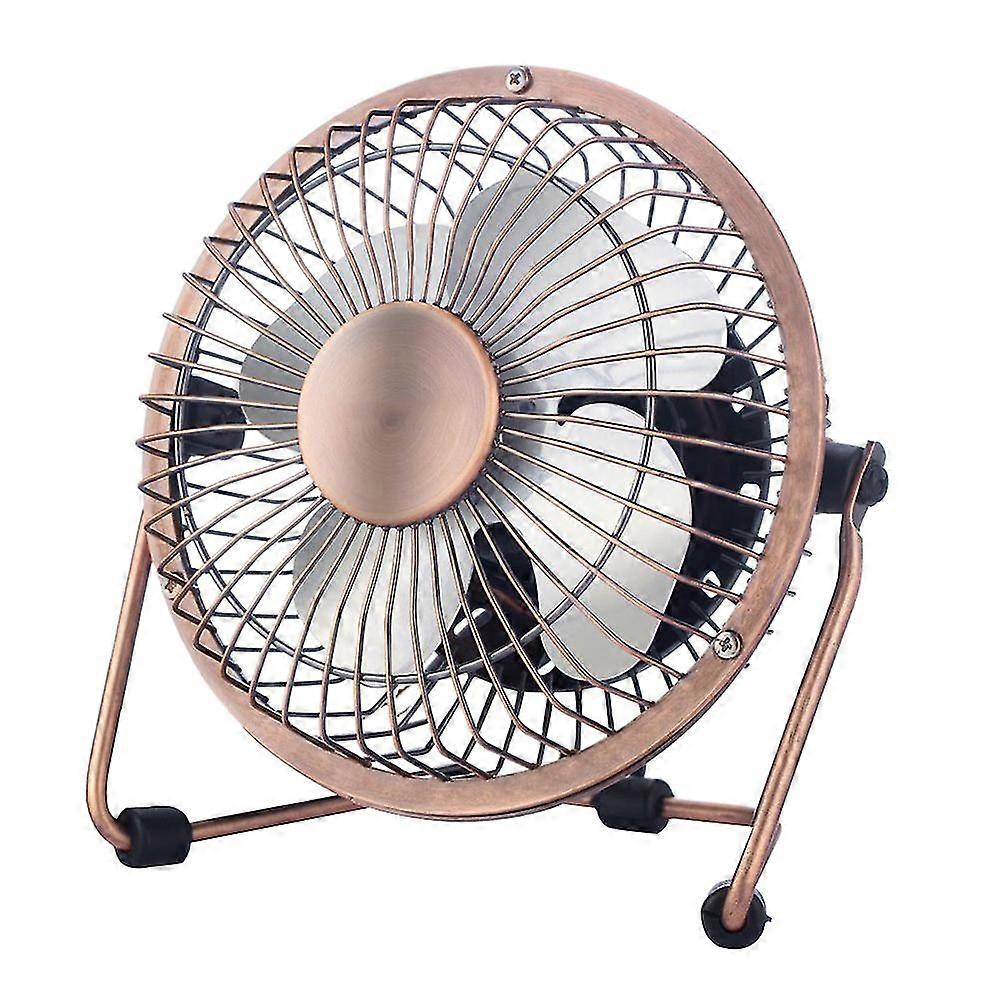 Antique Bronze 4 Inch USB Mini Desk Fan for Dorm Office Use Portable High Velocity Cooling Solution