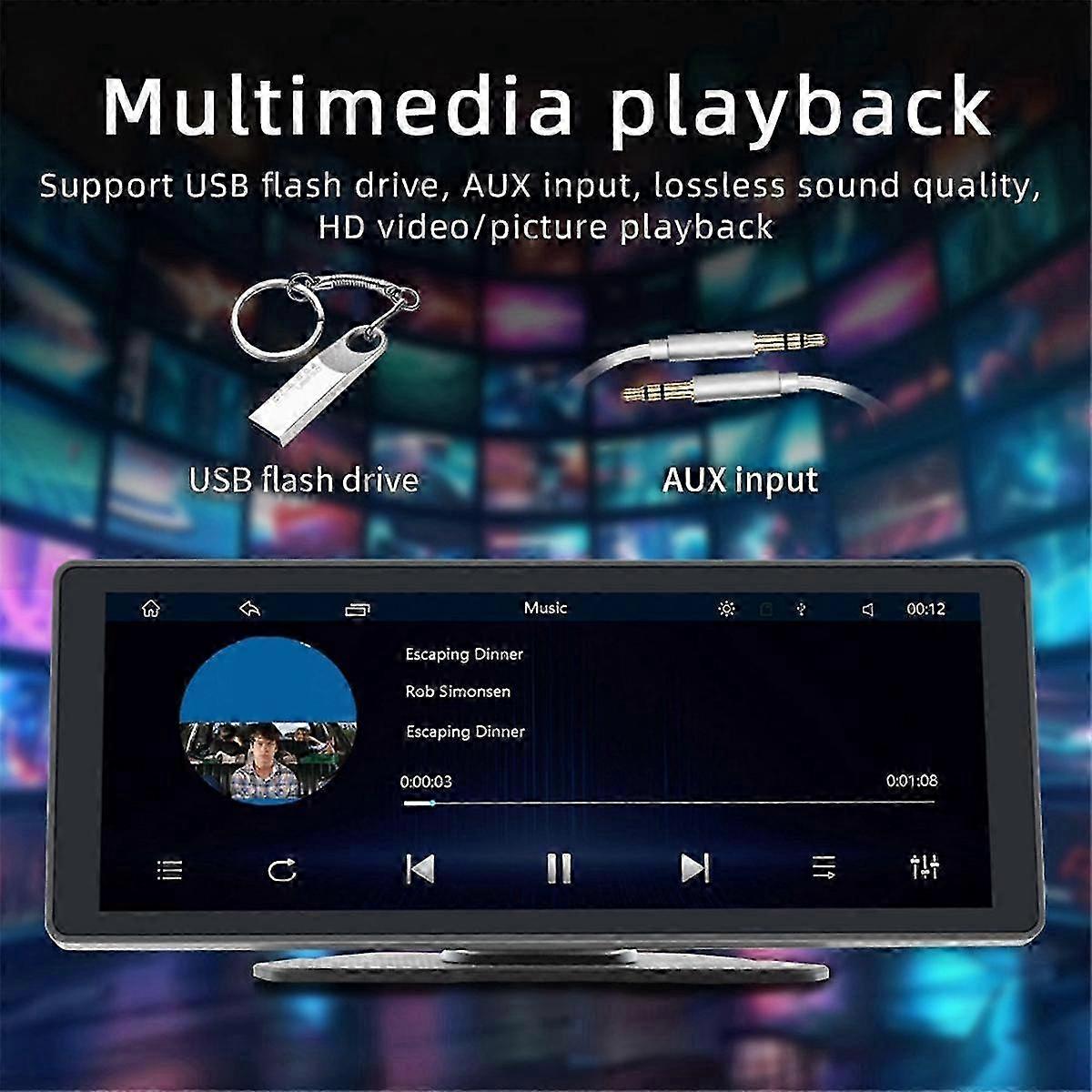Auto-Bluetooth-Navigationsdisplay mit tragbarem 10,26-Zoll-Bildschirm, drahtlosem Carplay und Android Auto, MP5-Player, Fahrtenschreiber