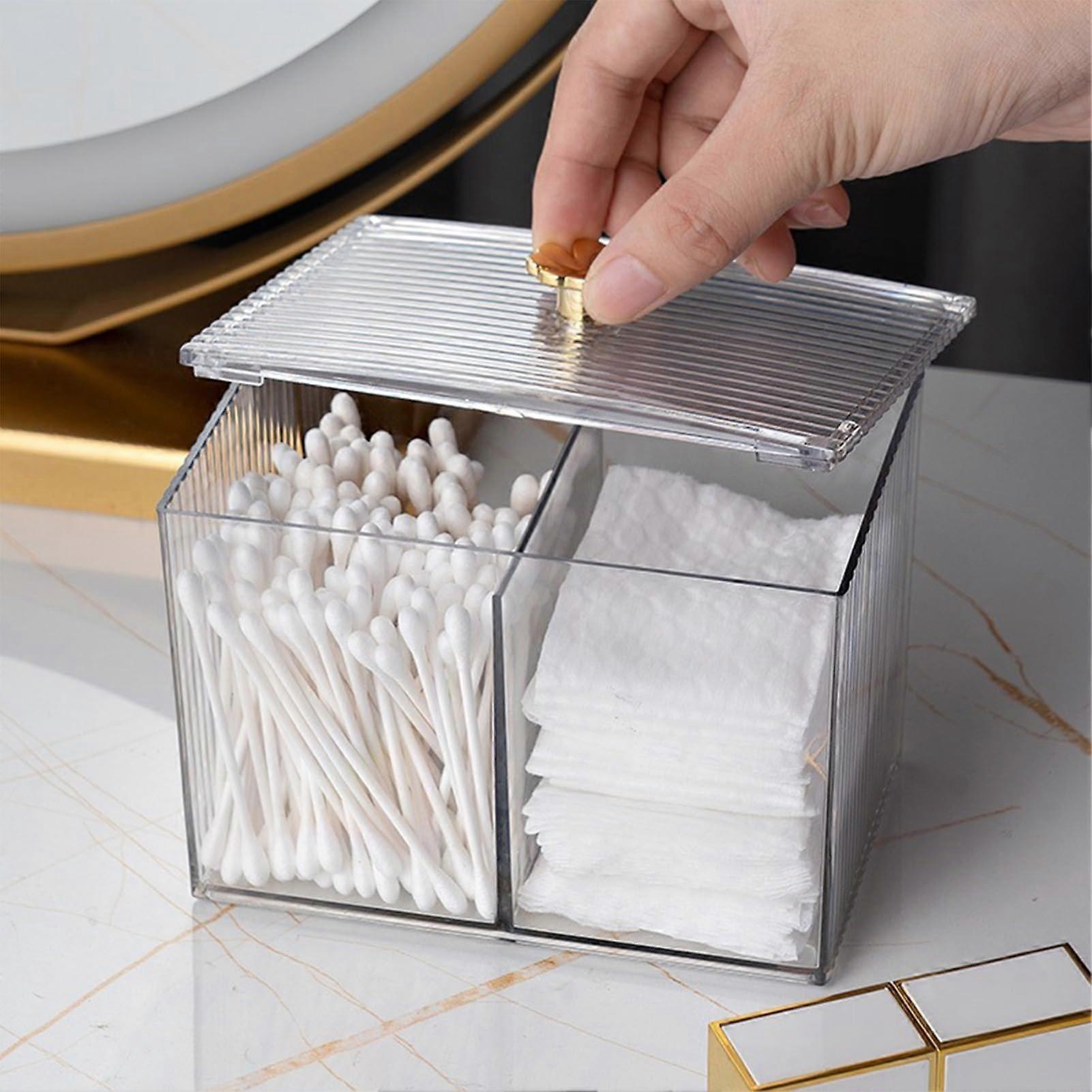 Cotton Pad Storage Box, Moderate Size Portable Cotton Swab Container PET Plastic Decorative Spacious Dividing for Makeup Cosmetics Ref: 1750