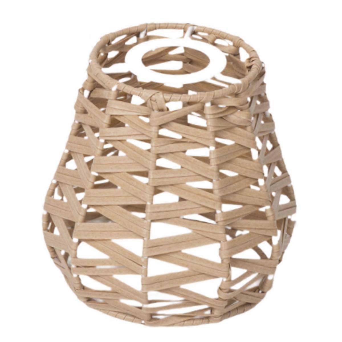 Imitation Rattan Woven Lampshade Small Lamp Cover Light Weight Rustic Easy Install Bulb Guard Pendan